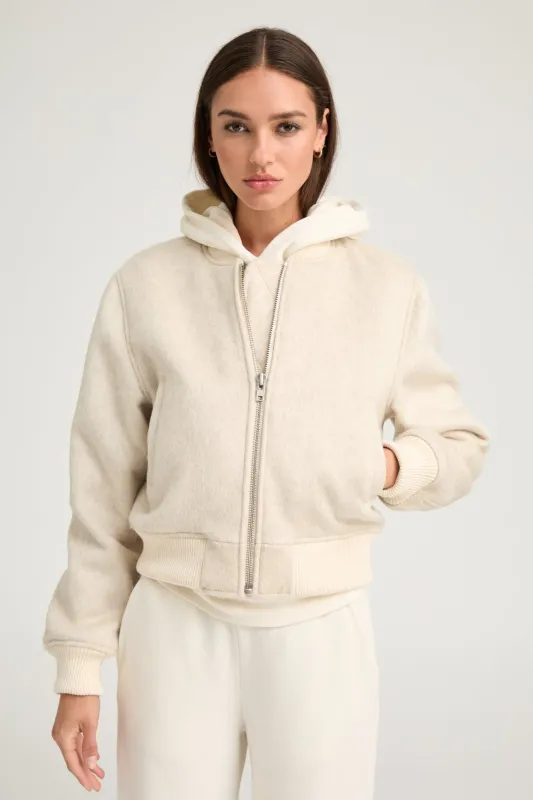 Off White Wool Cashmere Bomber PR sold by SPRWMN