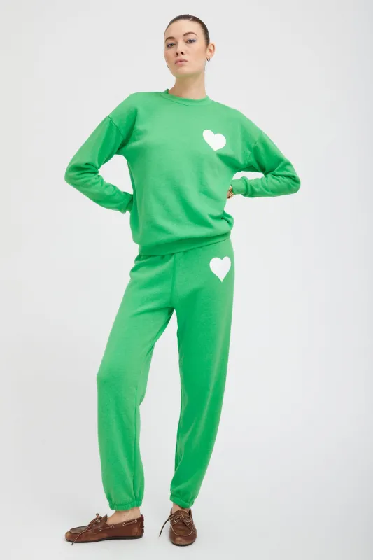 Bright Green Heart Sweatsuit PR sold by SPRWMN