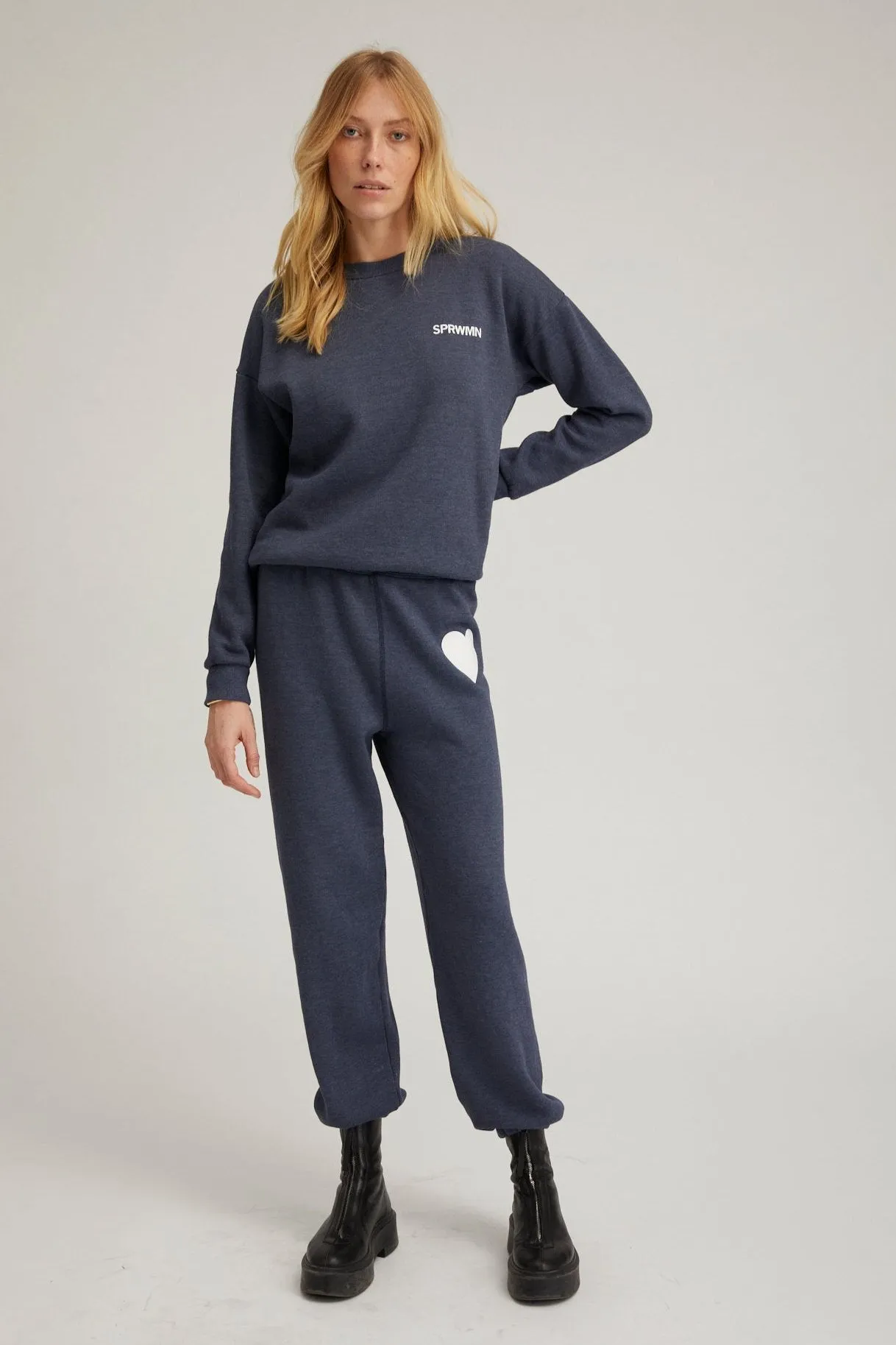 Navy Heart Sweatsuit PR sold by SPRWMN