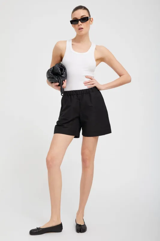 Black Linen Culotte Shorts sold by SPRWMN