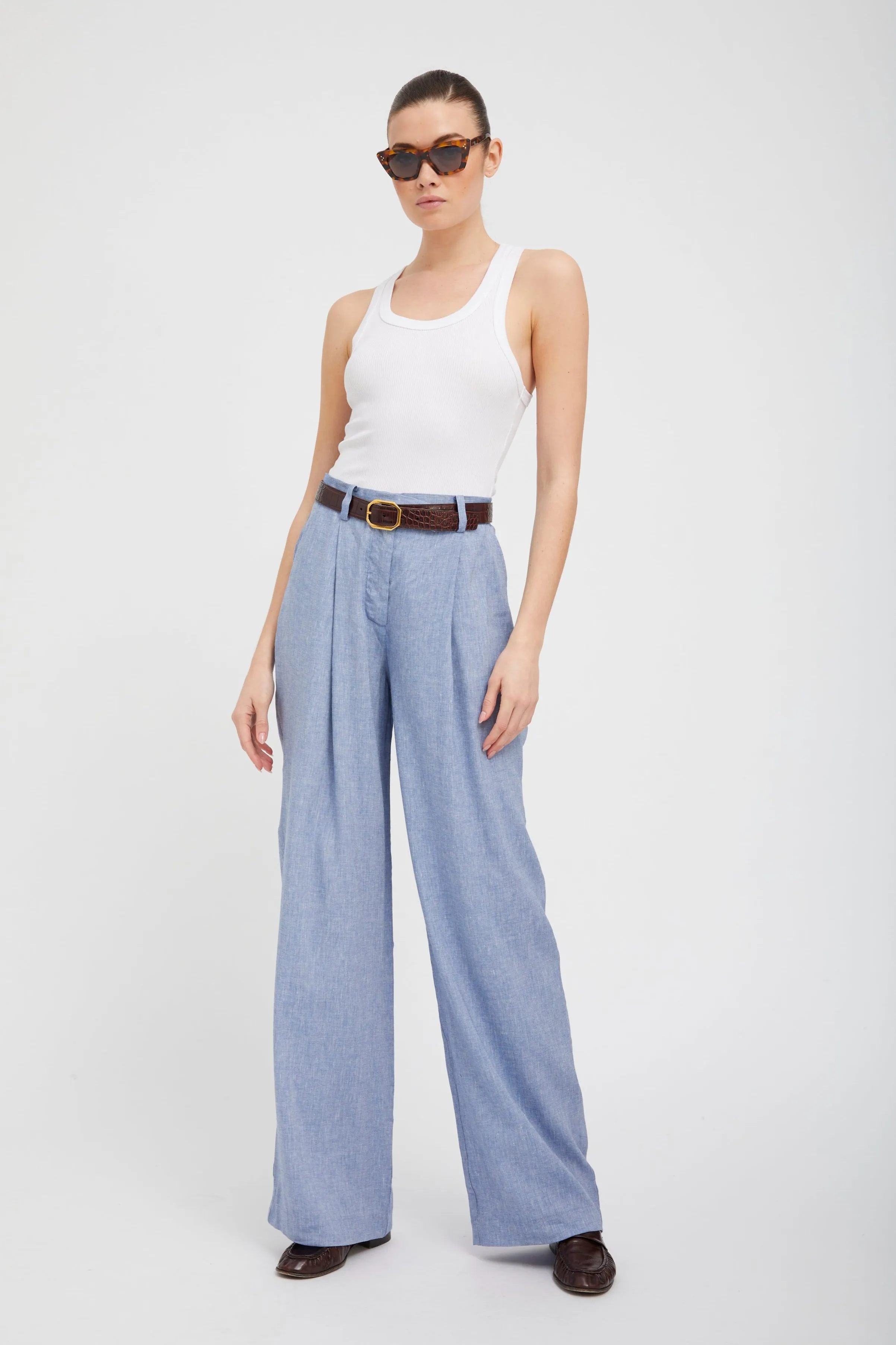 Linen Paloma Pleated Trousers sold by SPRWMN