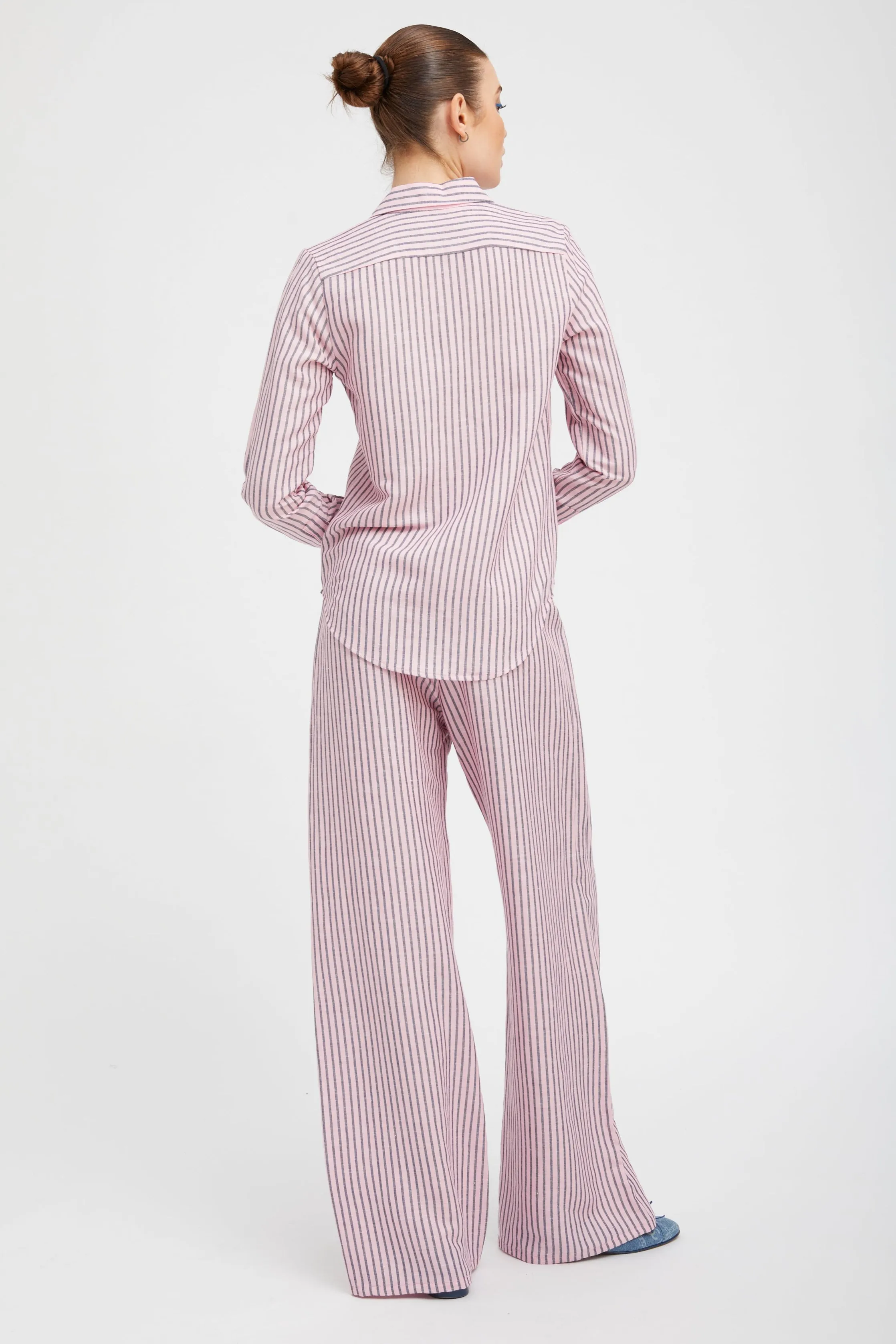 Pink Indigo Stripe Linen Fonda Button Down PR sold by SPRWMN product image thumbnail 5