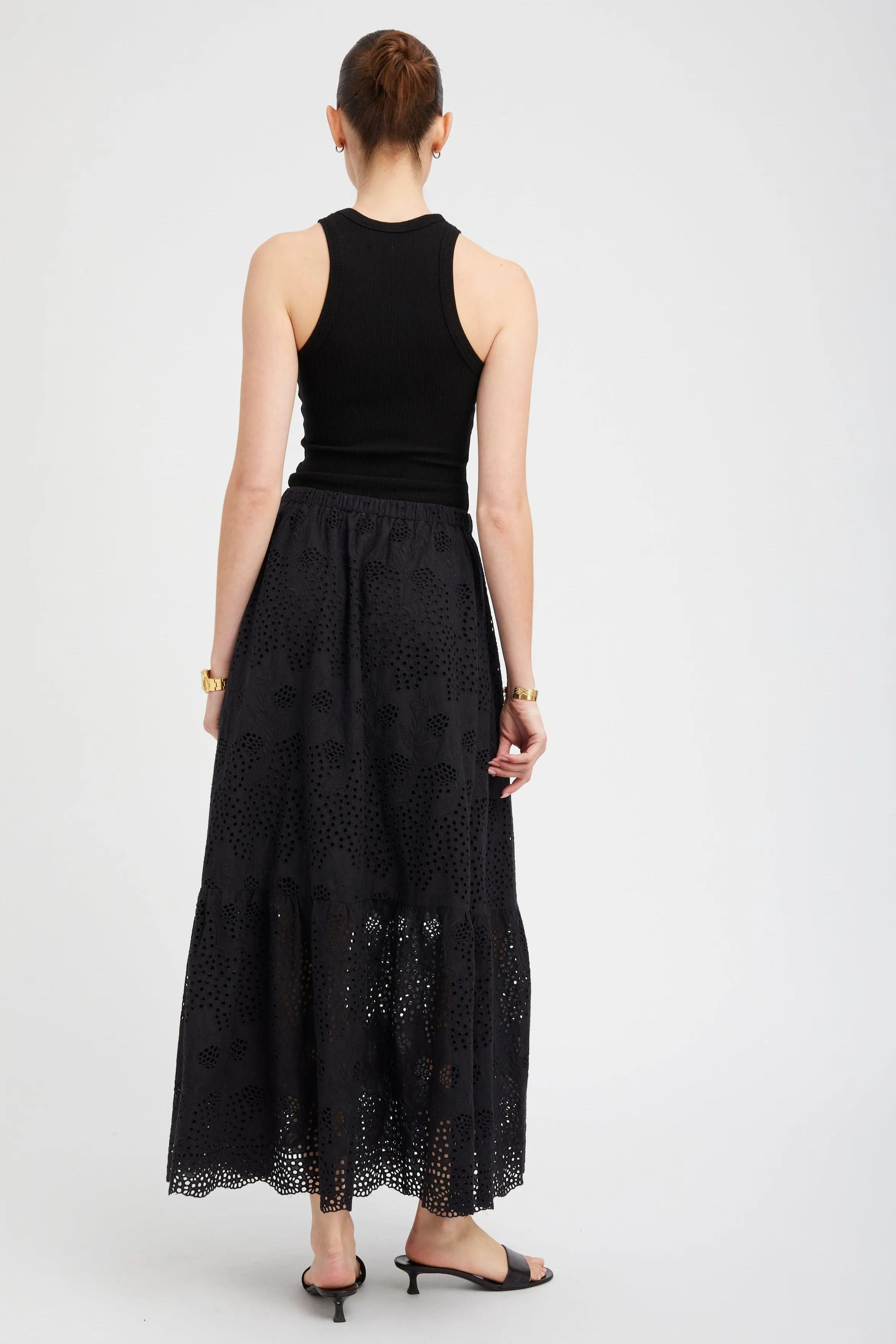Black Eyelet Ali Maxi Skirt PR sold by SPRWMN product image thumbnail 3