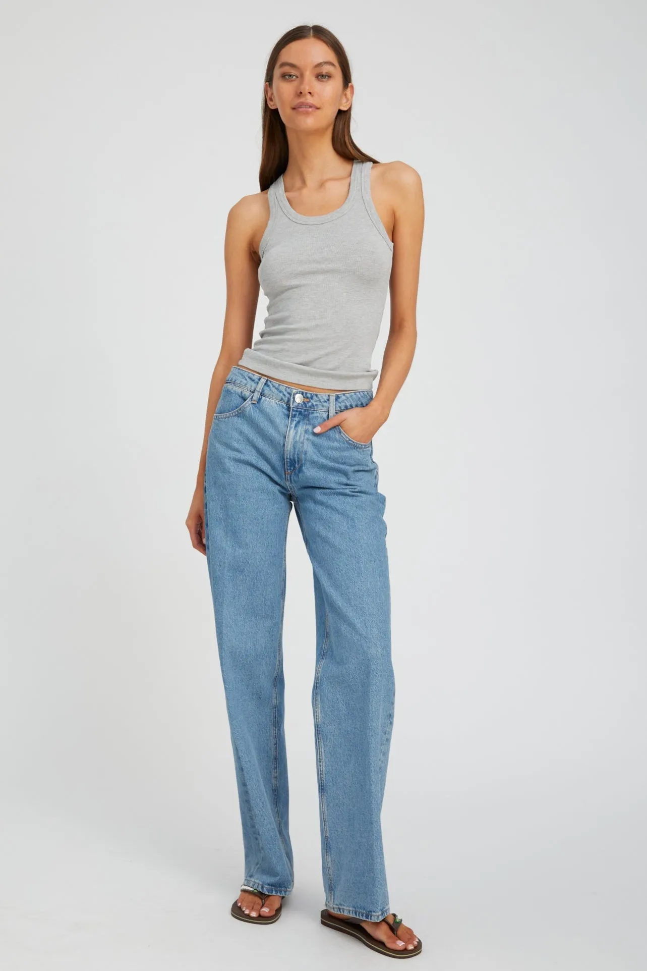 Heather Grey Rib Fitted Scooped Tank PR sold by SPRWMN product image thumbnail 3