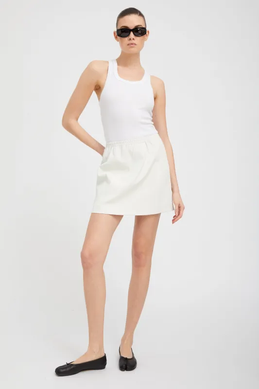 White Leather Pull on Skirt PR sold by SPRWMN