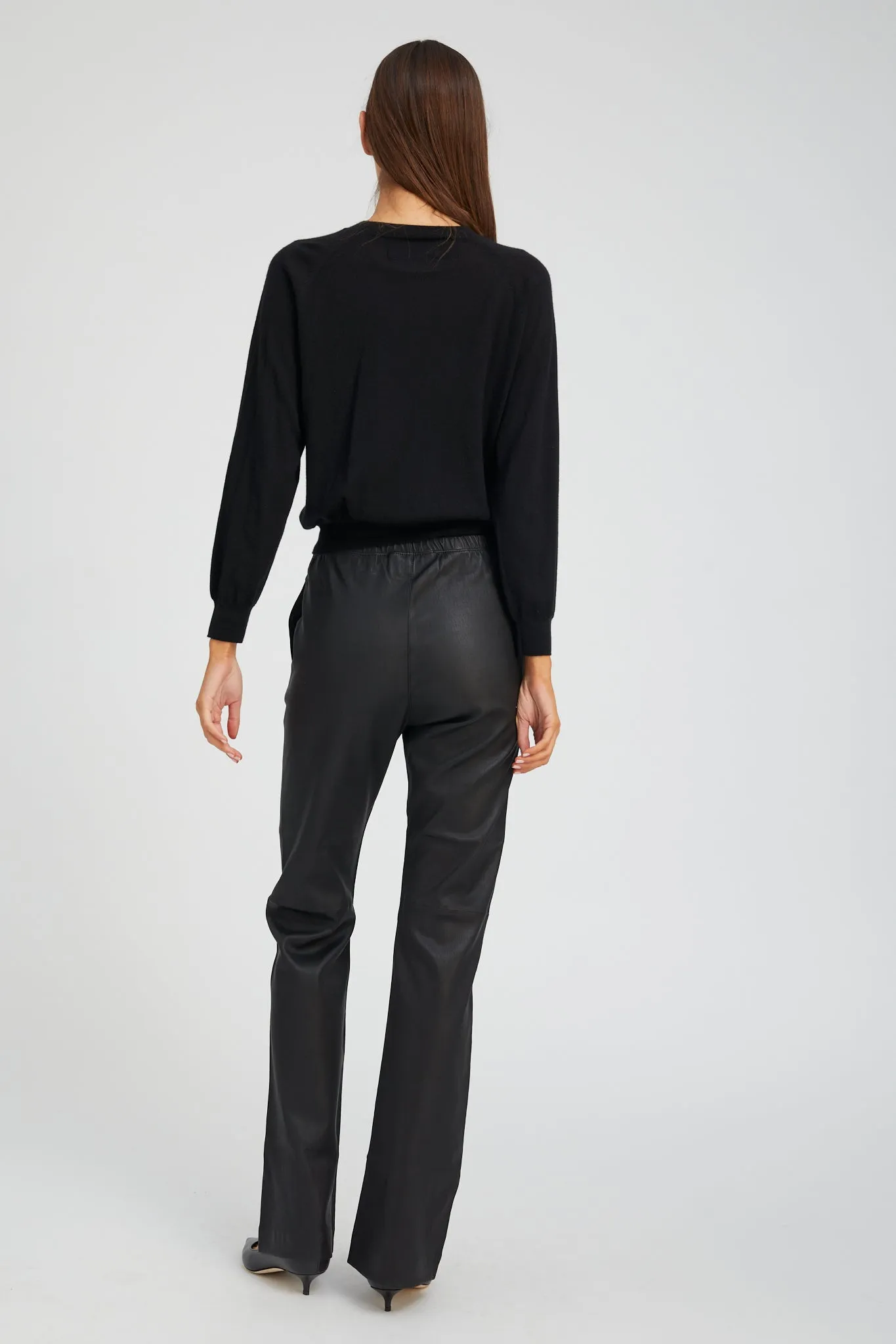 Black Leather Straight Leg Pants PR sold by SPRWMN product image thumbnail 4