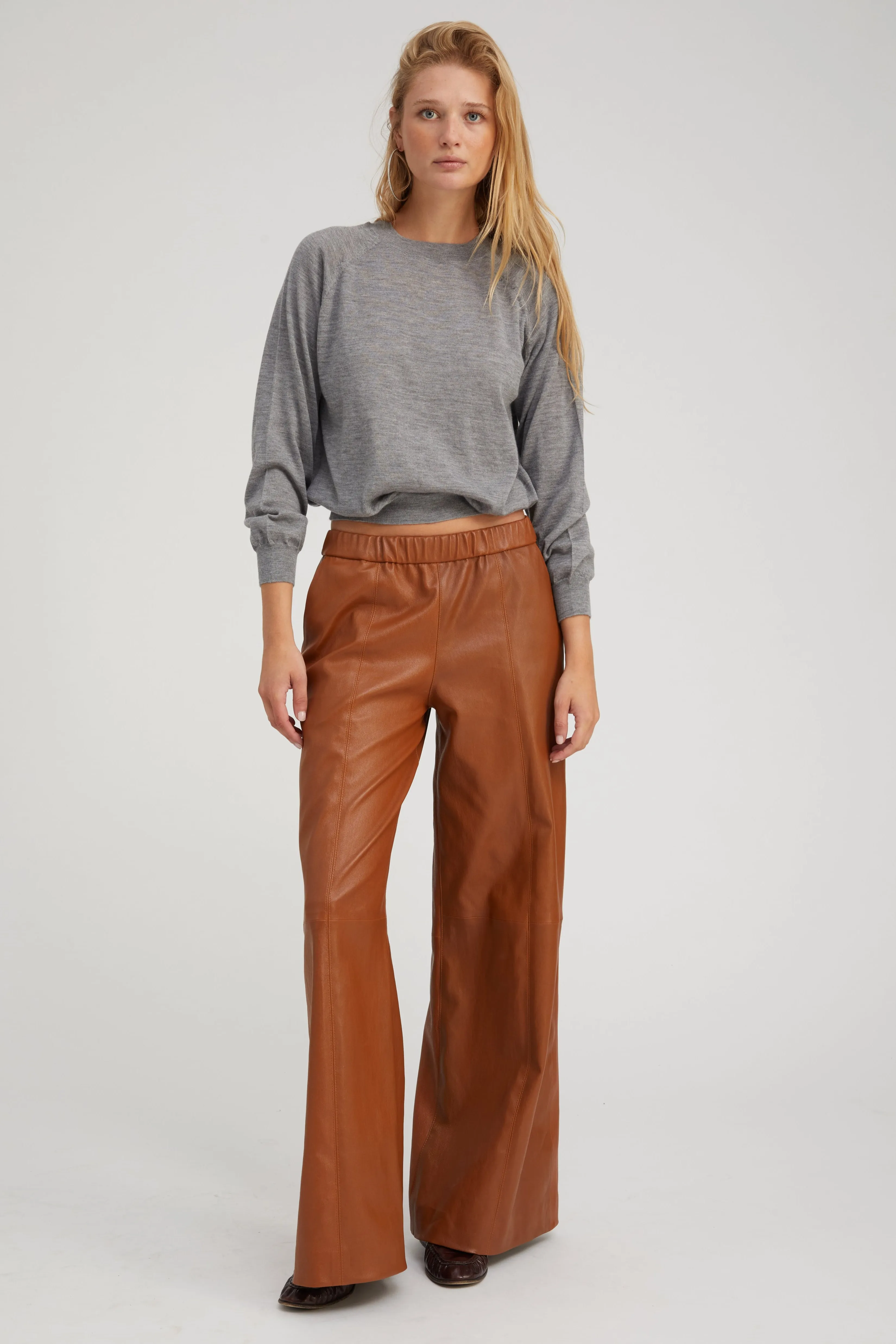 Chestnut Stretch Leather Wide Leg PR sold by SPRWMN product image thumbnail 2