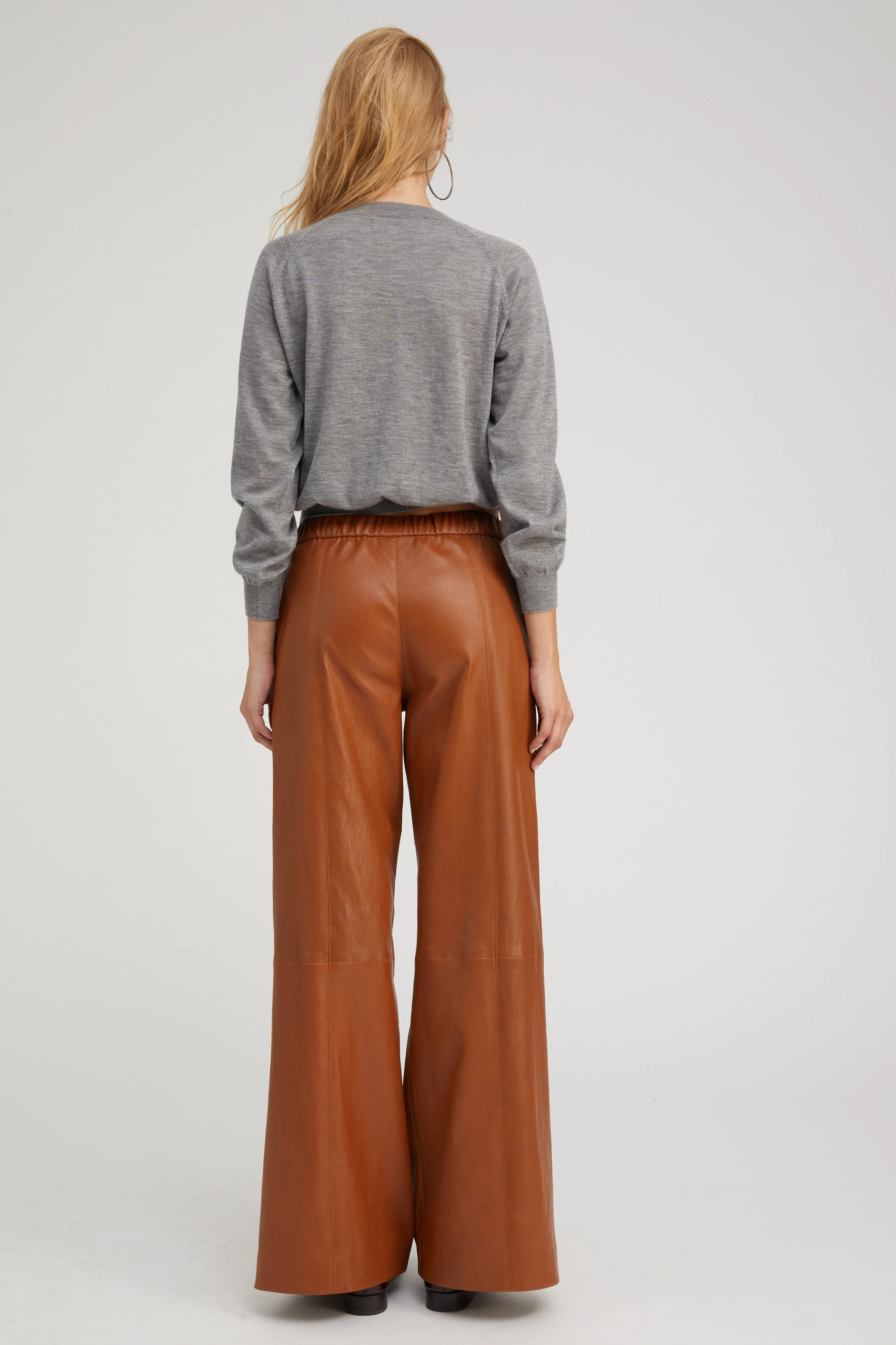 Chestnut Stretch Leather Wide Leg PR sold by SPRWMN product image thumbnail 4