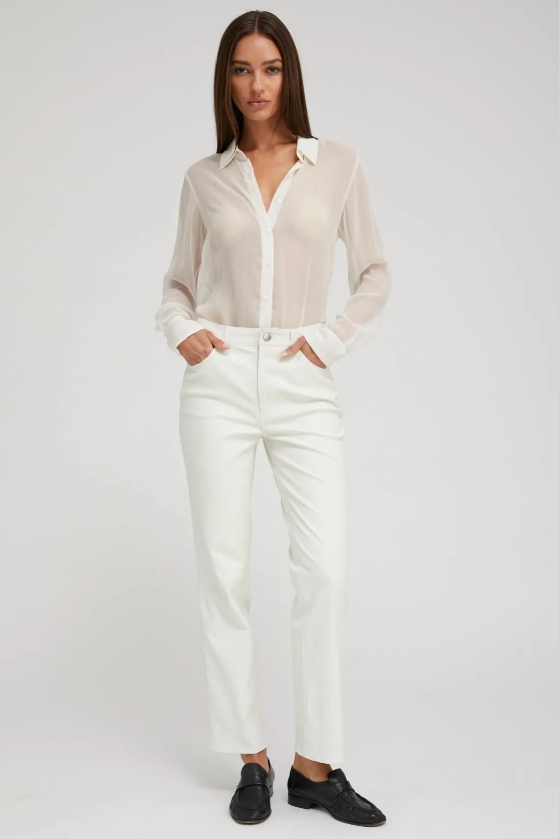 White Leather 5 Pocket Ankle Slim Straight PR sold by SPRWMN product image thumbnail 4