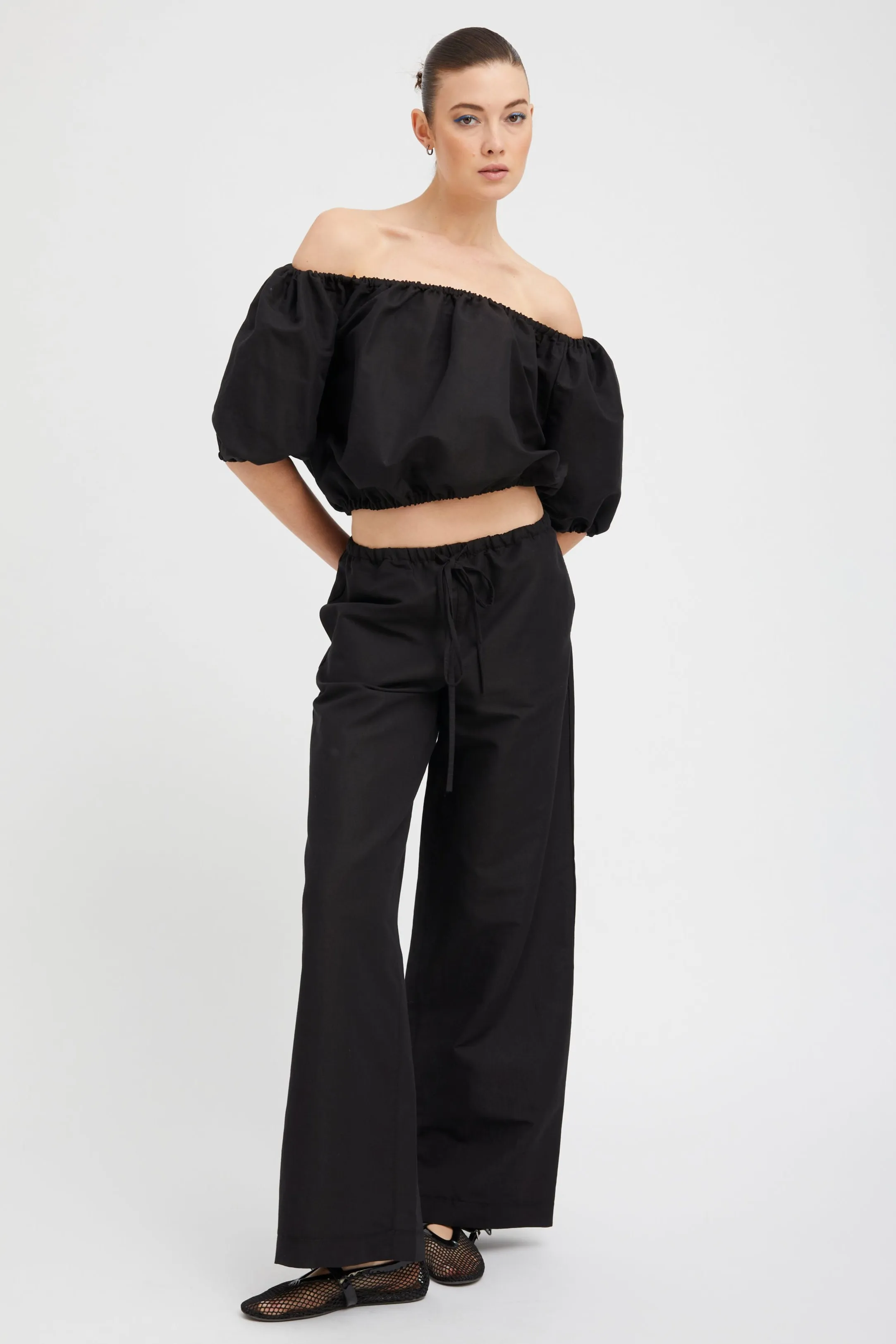 Black Linen Drawstring Pants sold by SPRWMN product image thumbnail 2