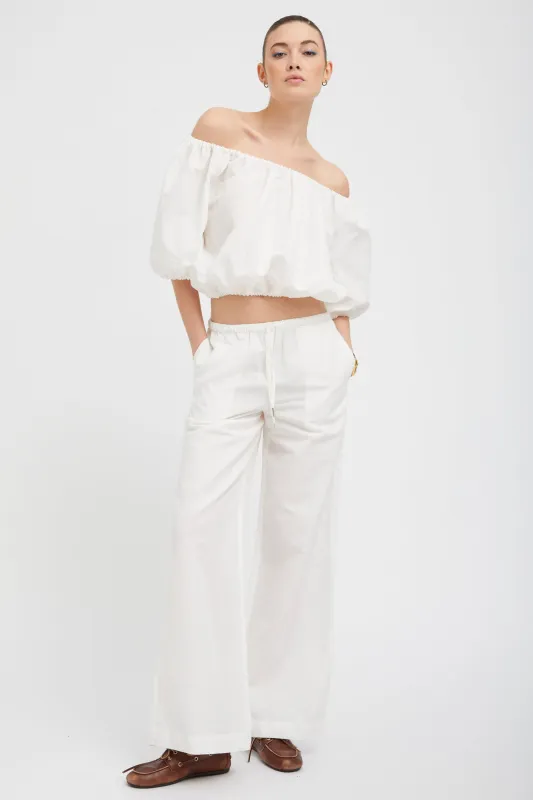 White Linen Drawstring Pants sold by SPRWMN