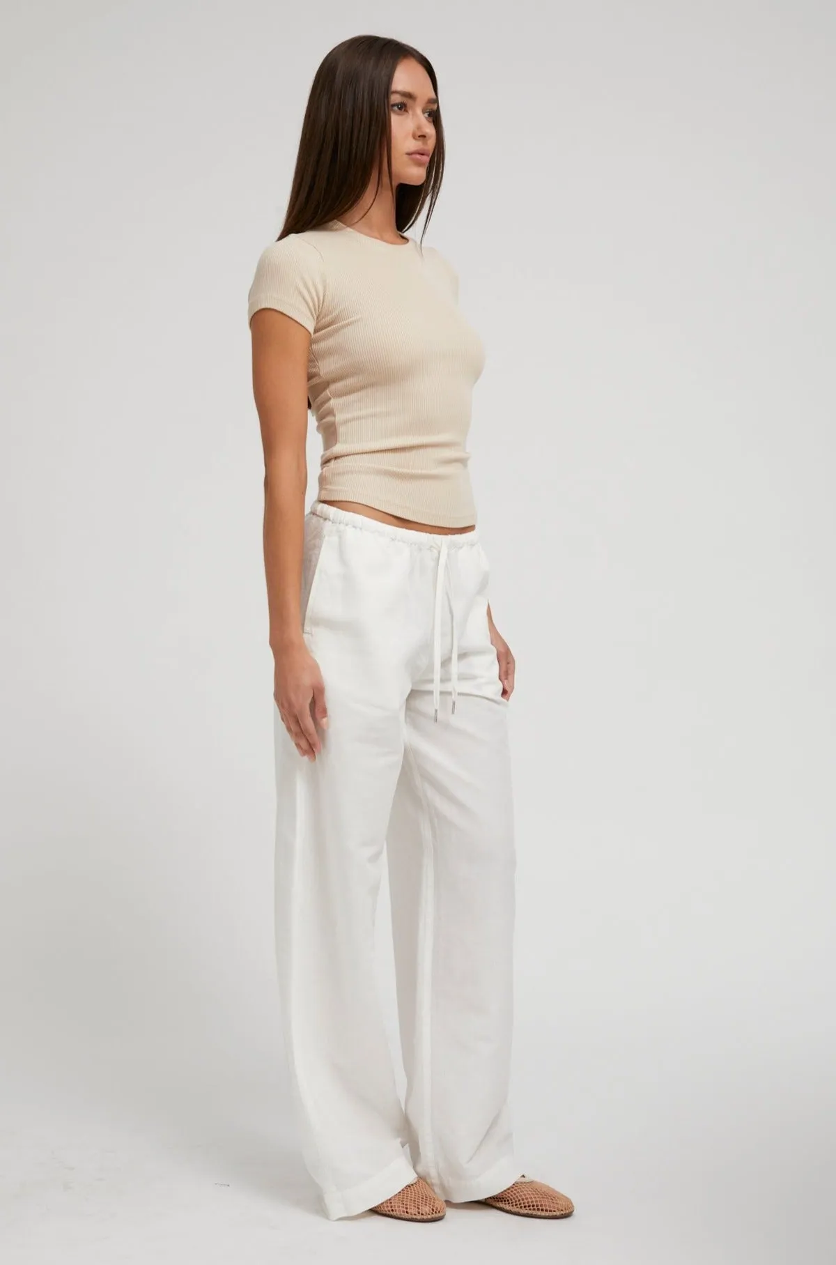 White Linen Drawstring Pants sold by SPRWMN product image thumbnail 5