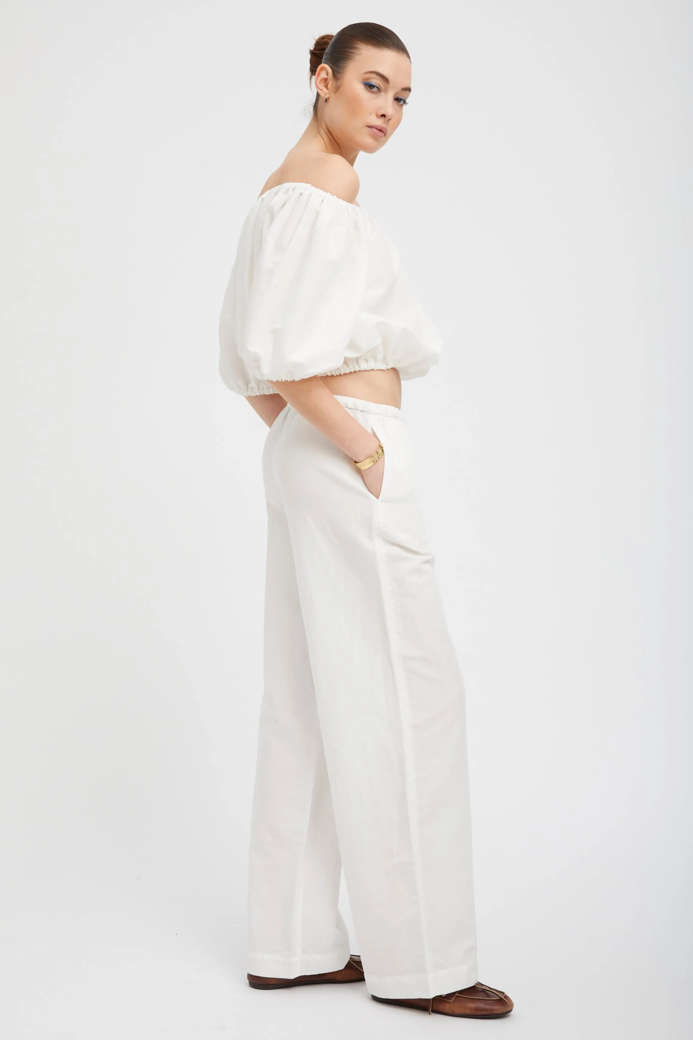 White Linen Drawstring Pants sold by SPRWMN product image thumbnail 3