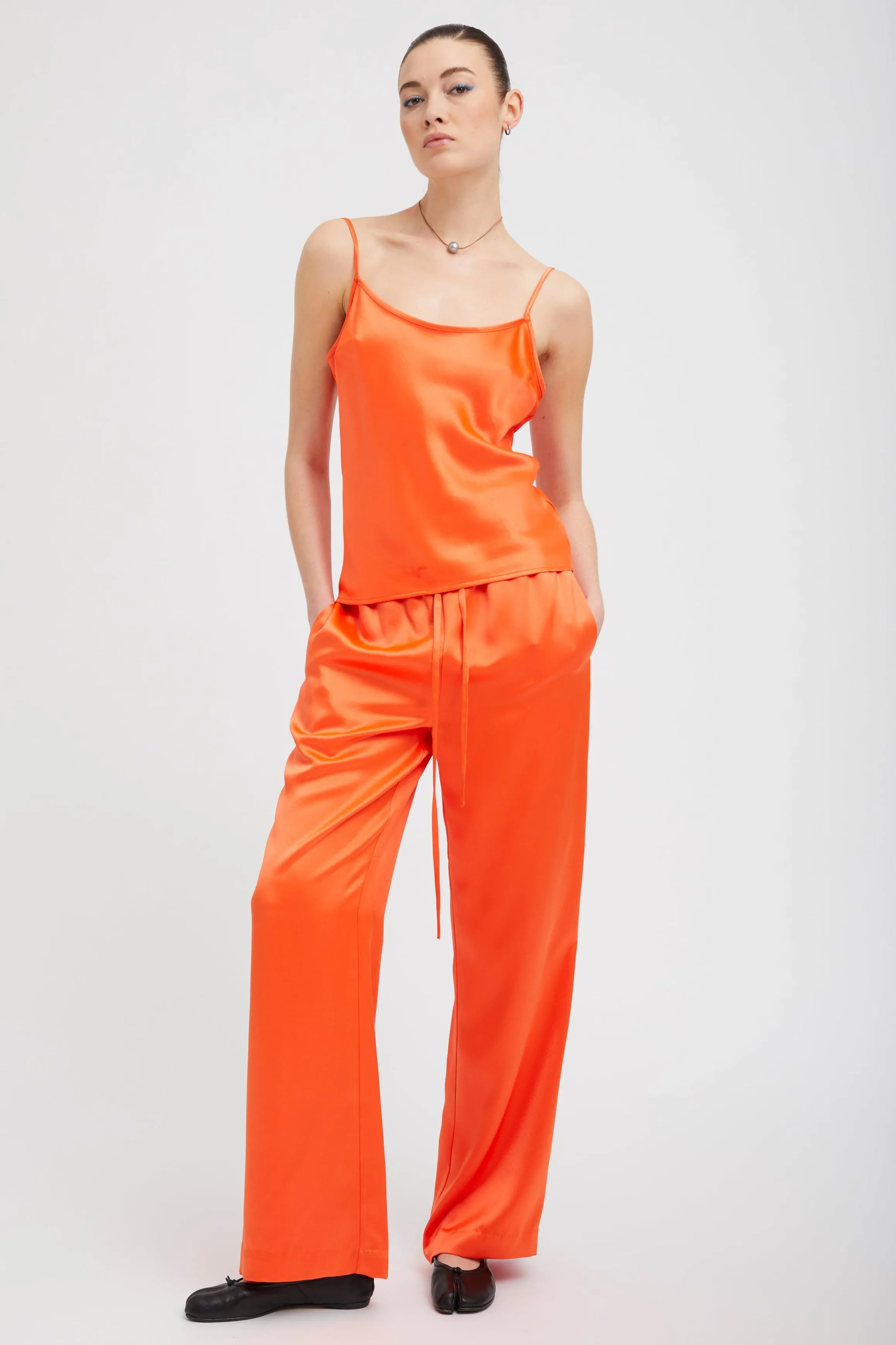 Orange Silk Spaghetti Strap Cami sold by SPRWMN product image thumbnail 2