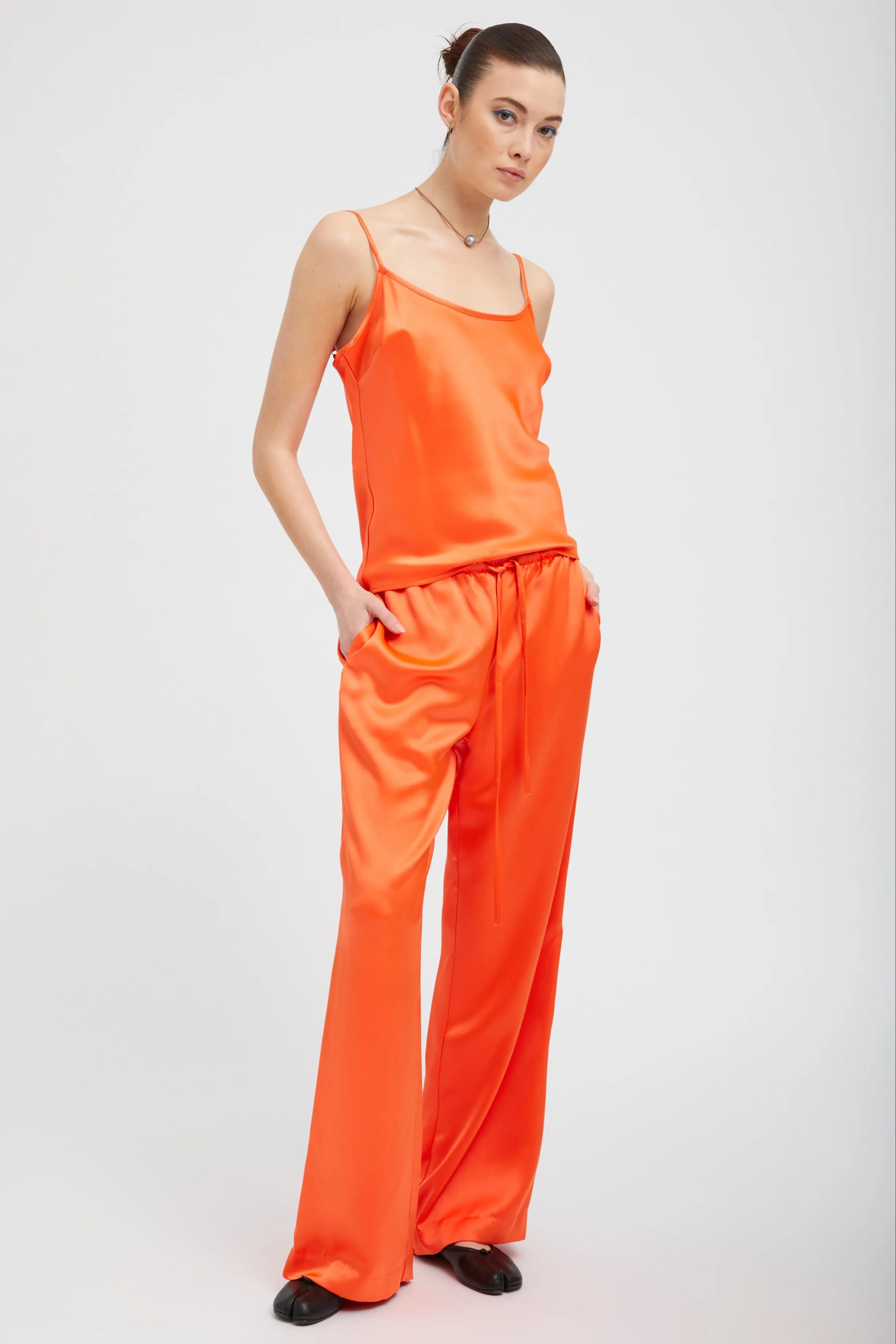 Orange Silk Spaghetti Strap Cami sold by SPRWMN product image thumbnail 3