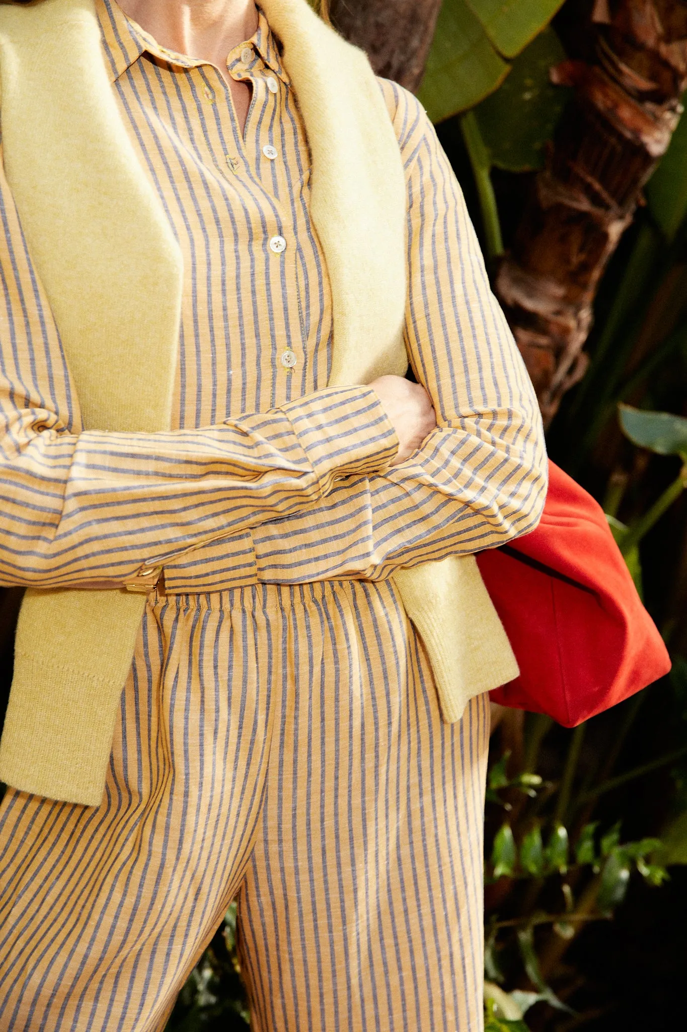 Yellow Indigo Stripe Linen Fonda Button Down sold by SPRWMN product image thumbnail 4