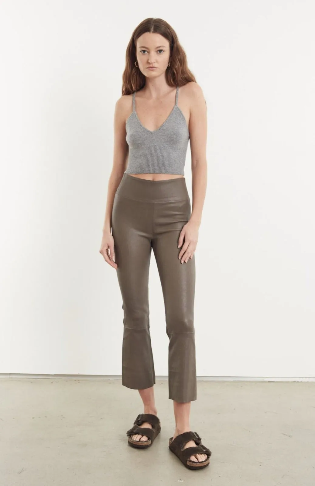 Grey Leather Crop Flare sold by SPRWMN product image thumbnail 2