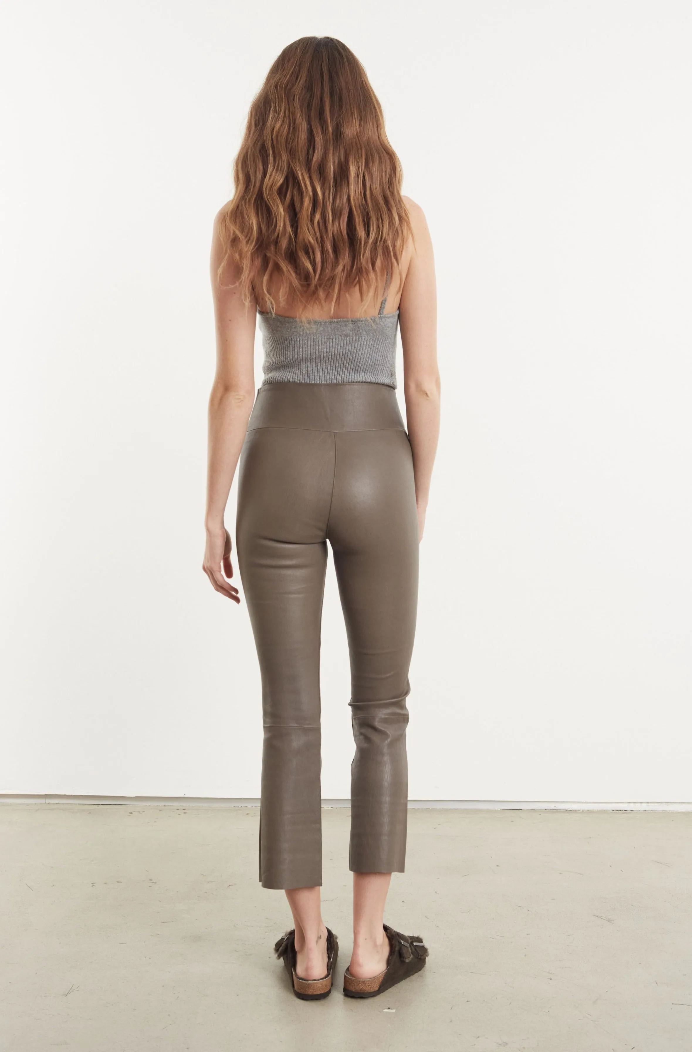 Grey Leather Crop Flare sold by SPRWMN product image thumbnail 4