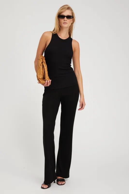 Black Rib Bootcut Pants sold by SPRWMN