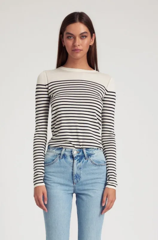 Striped Ivory Cashmere Fitted Crew Neck Sweater sold by SPRWMN