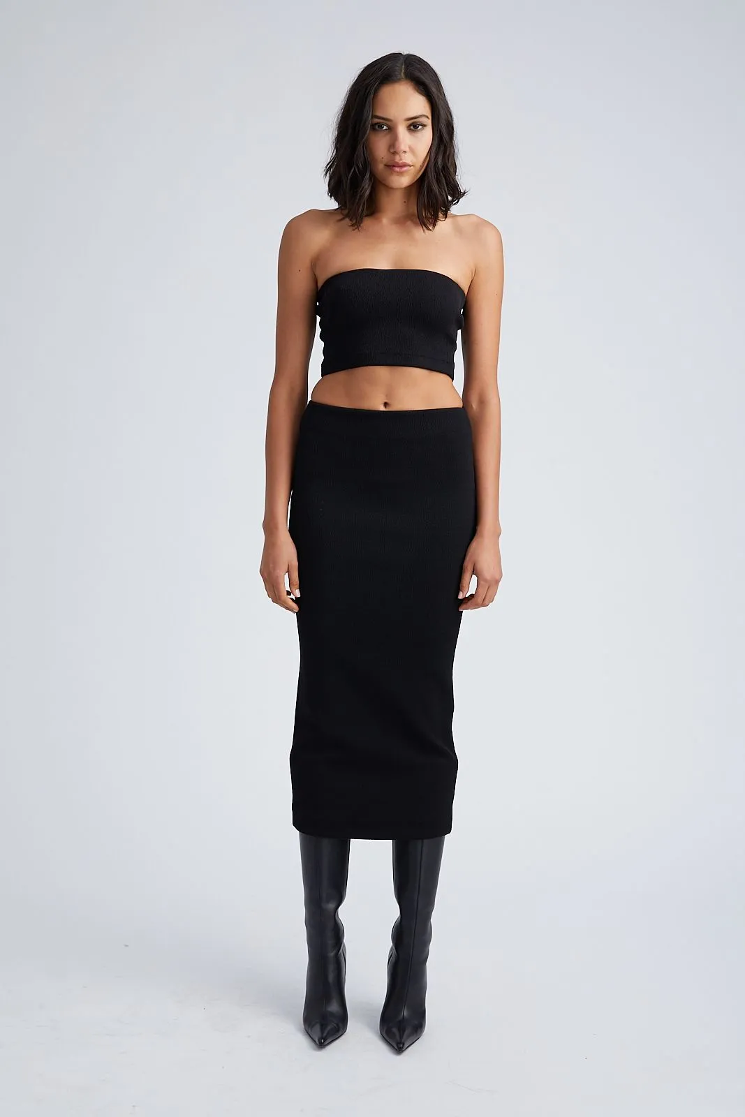 Black Stretch Jacquard Tube Skirt sold by SPRWMN product image thumbnail 2
