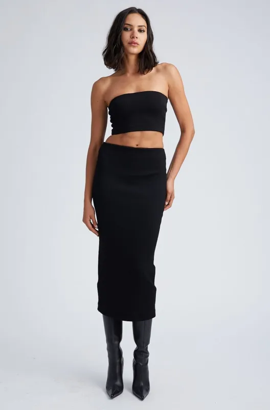 Black Stretch Jacquard Tube Skirt sold by SPRWMN