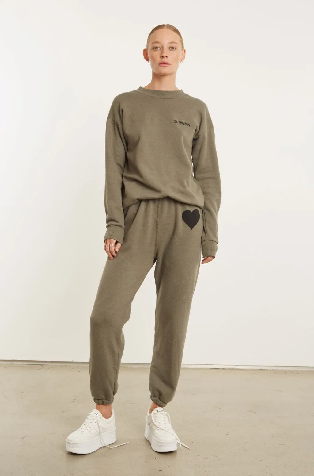 Moss Heart Sweatpants sold by SPRWMN