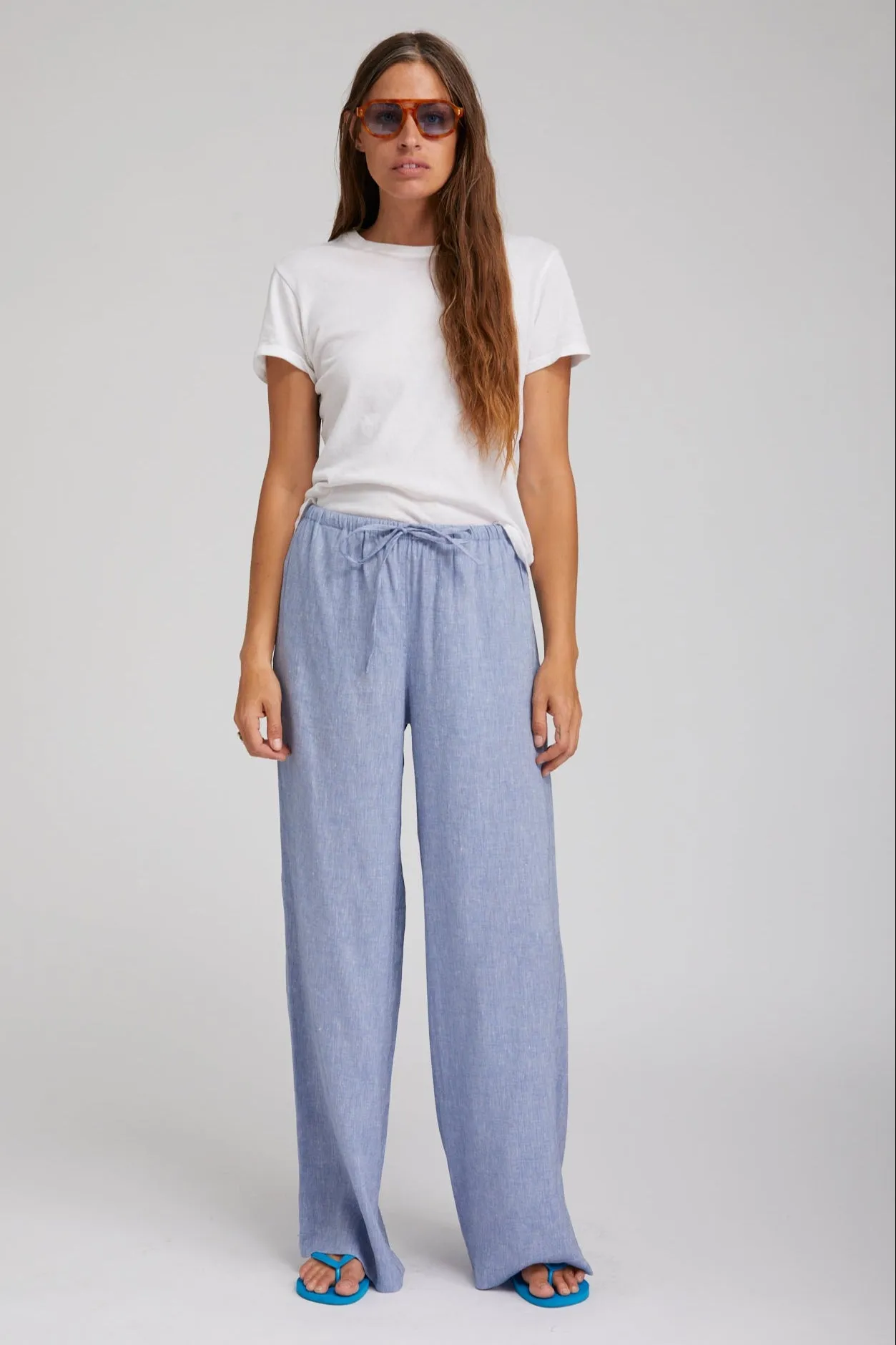 Blue Linen Drawstring Pants sold by SPRWMN product image thumbnail 2
