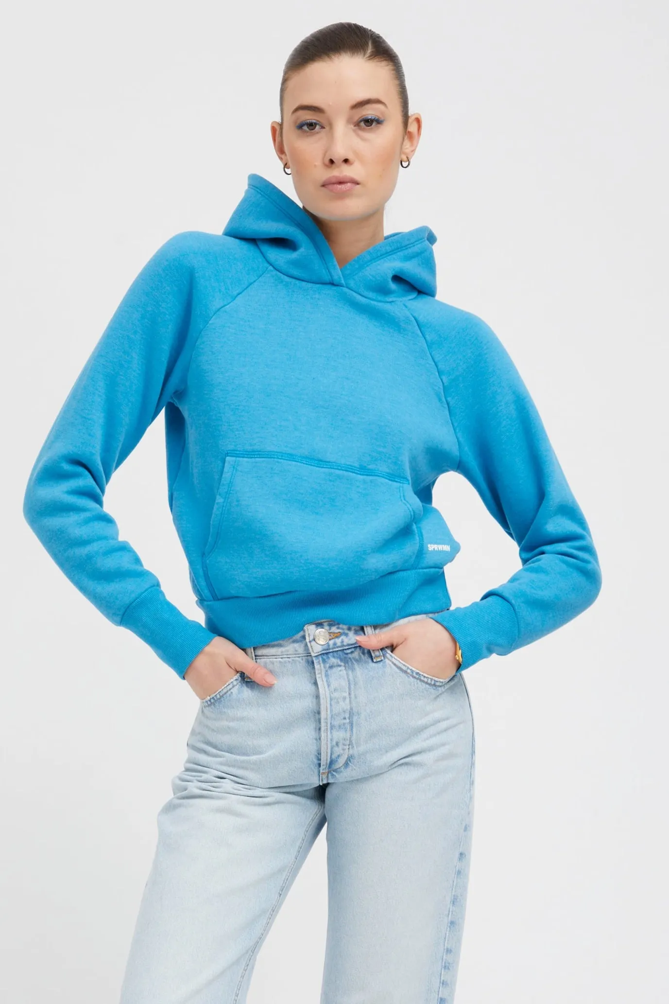 Turquoise Shrunken Hoodie PR sold by SPRWMN