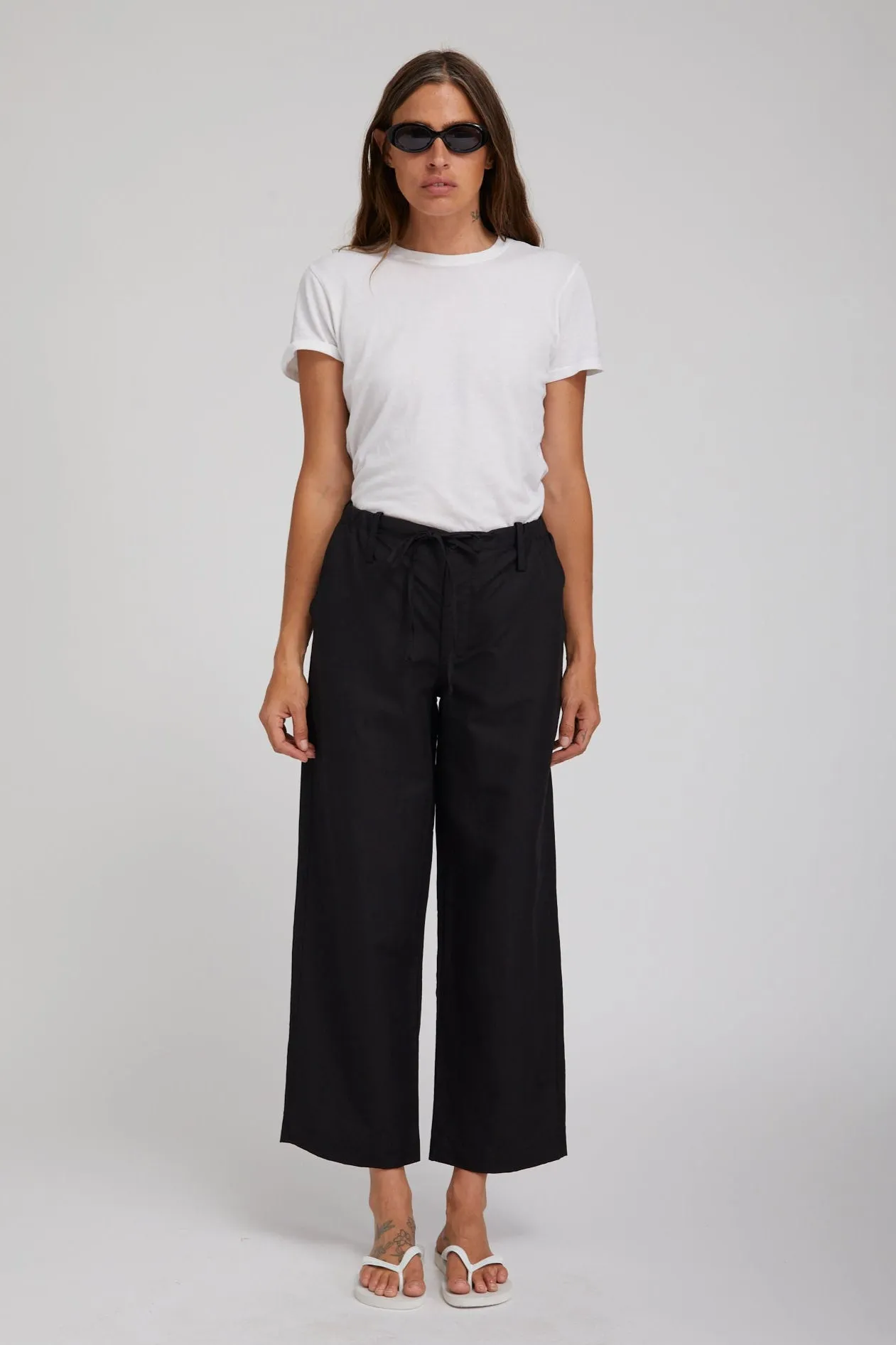 Black Linen Amalfi Pants sold by SPRWMN