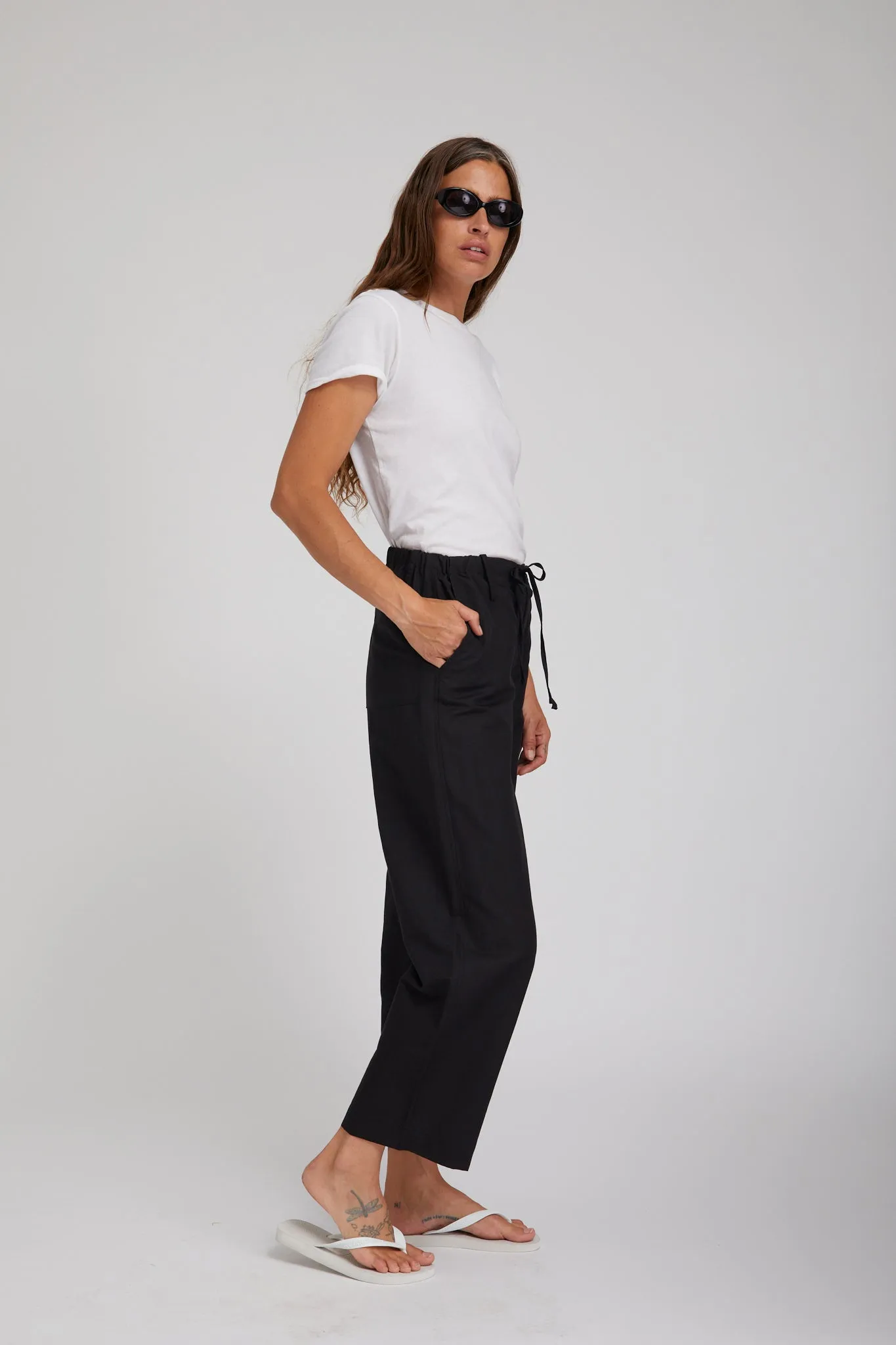 Black Linen Amalfi Pants sold by SPRWMN product image thumbnail 2