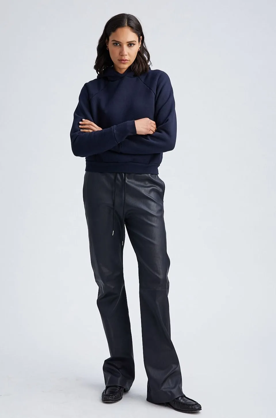 Navy Leather Straight Leg Pants sold by SPRWMN product image thumbnail 2