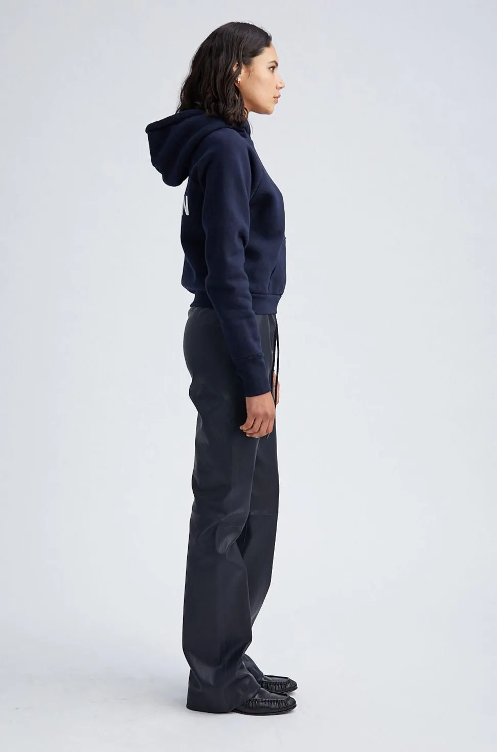 Navy Leather Straight Leg Pants sold by SPRWMN product image thumbnail 3