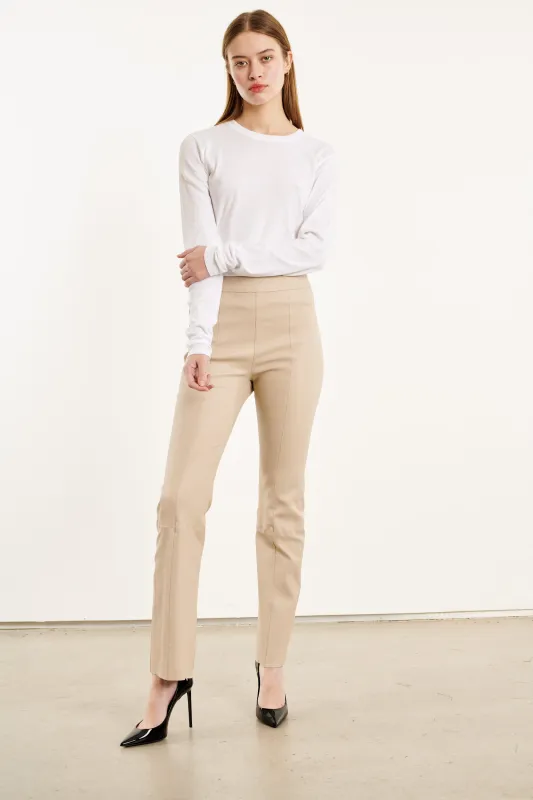 Latte Leather Ankle Flare with Princess Seams sold by SPRWMN