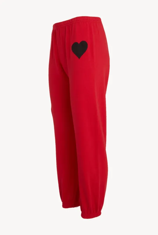 Bright Red Heart Sweatpants sold by SPRWMN