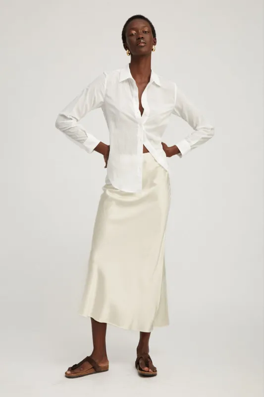 Ivory Silk Bias Maxi Skirt sold by SPRWMN