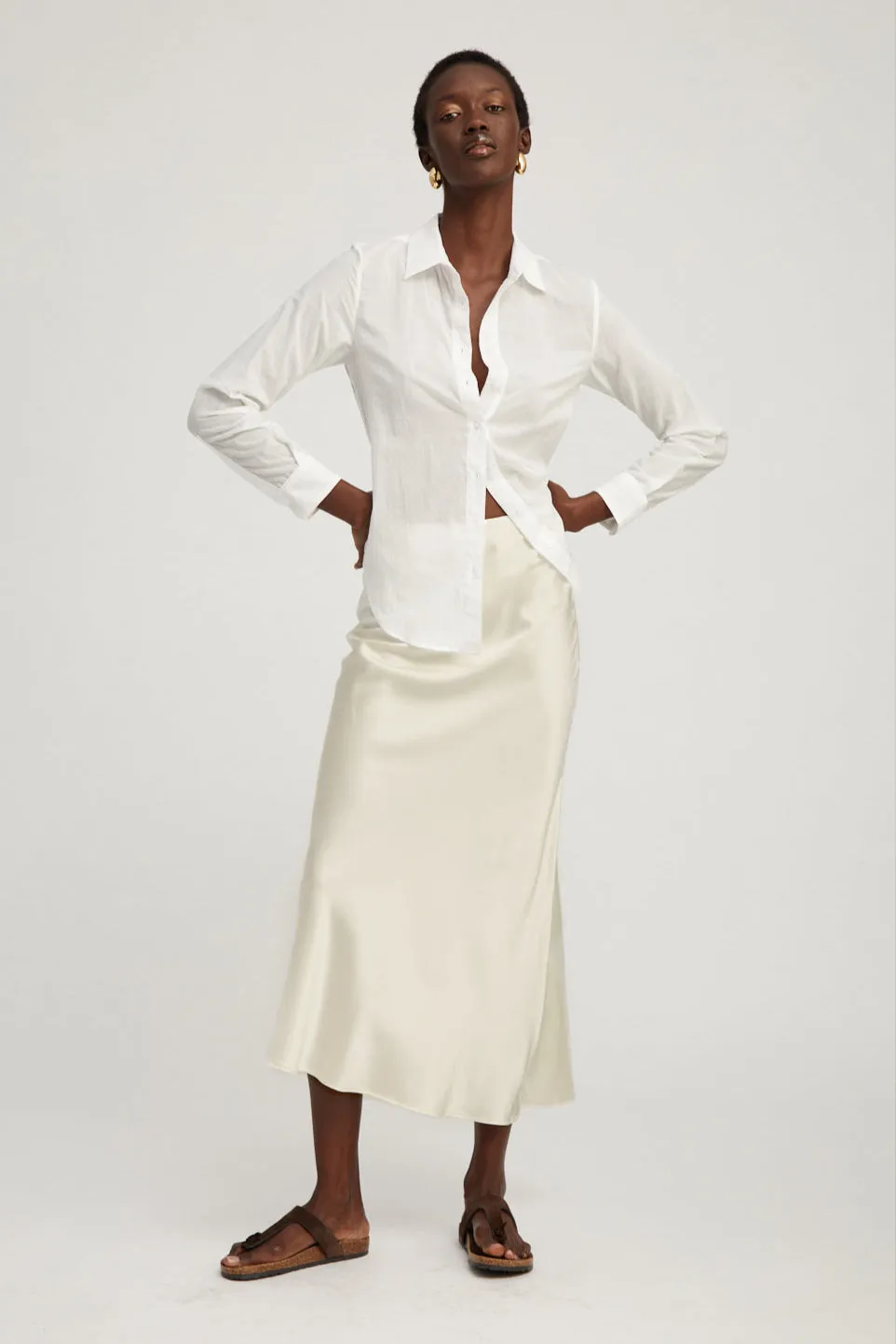 Ivory Silk Bias Maxi Skirt sold by SPRWMN