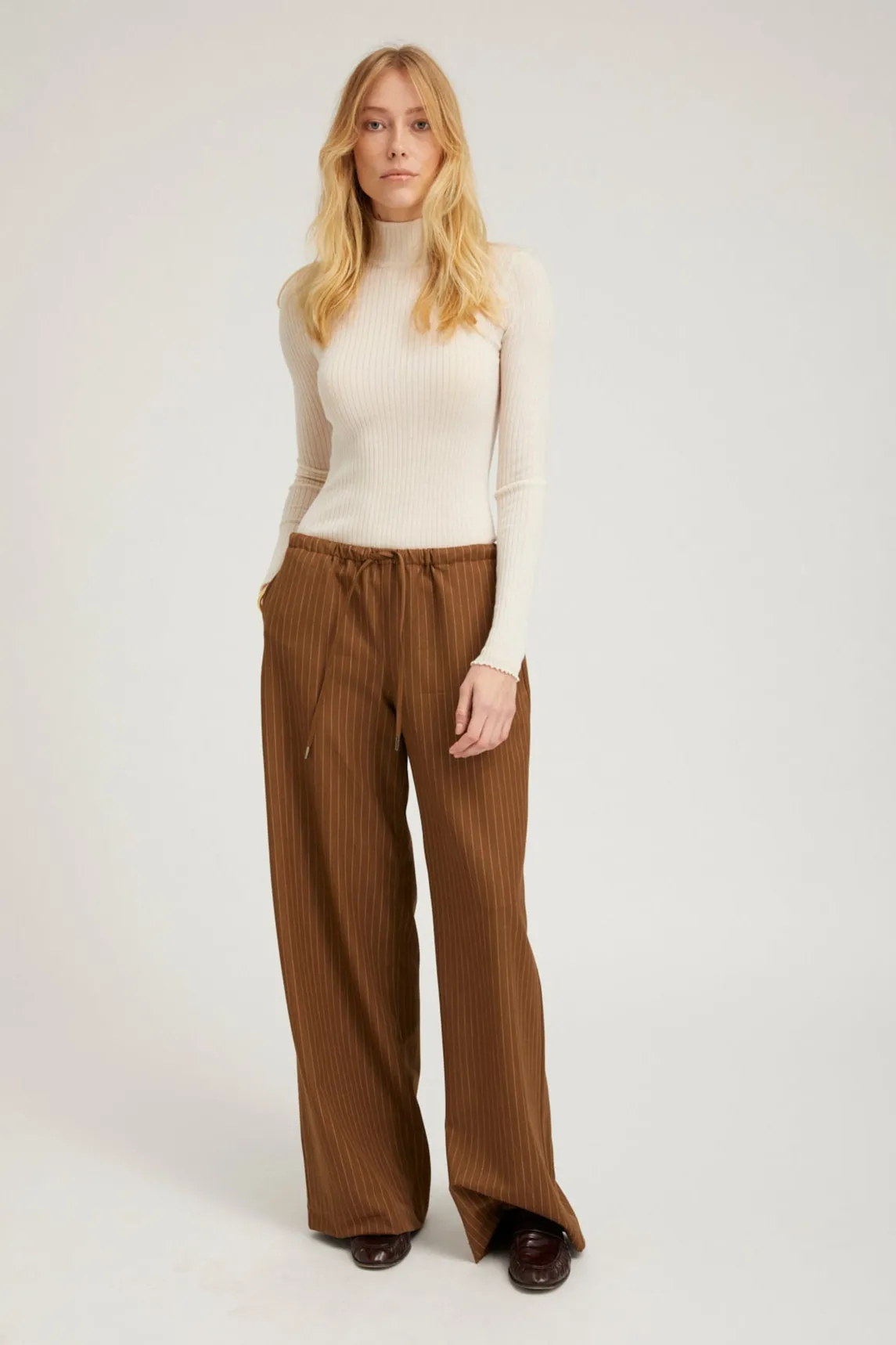 Camel Stripe Drawstring Pants sold by SPRWMN product image thumbnail 3