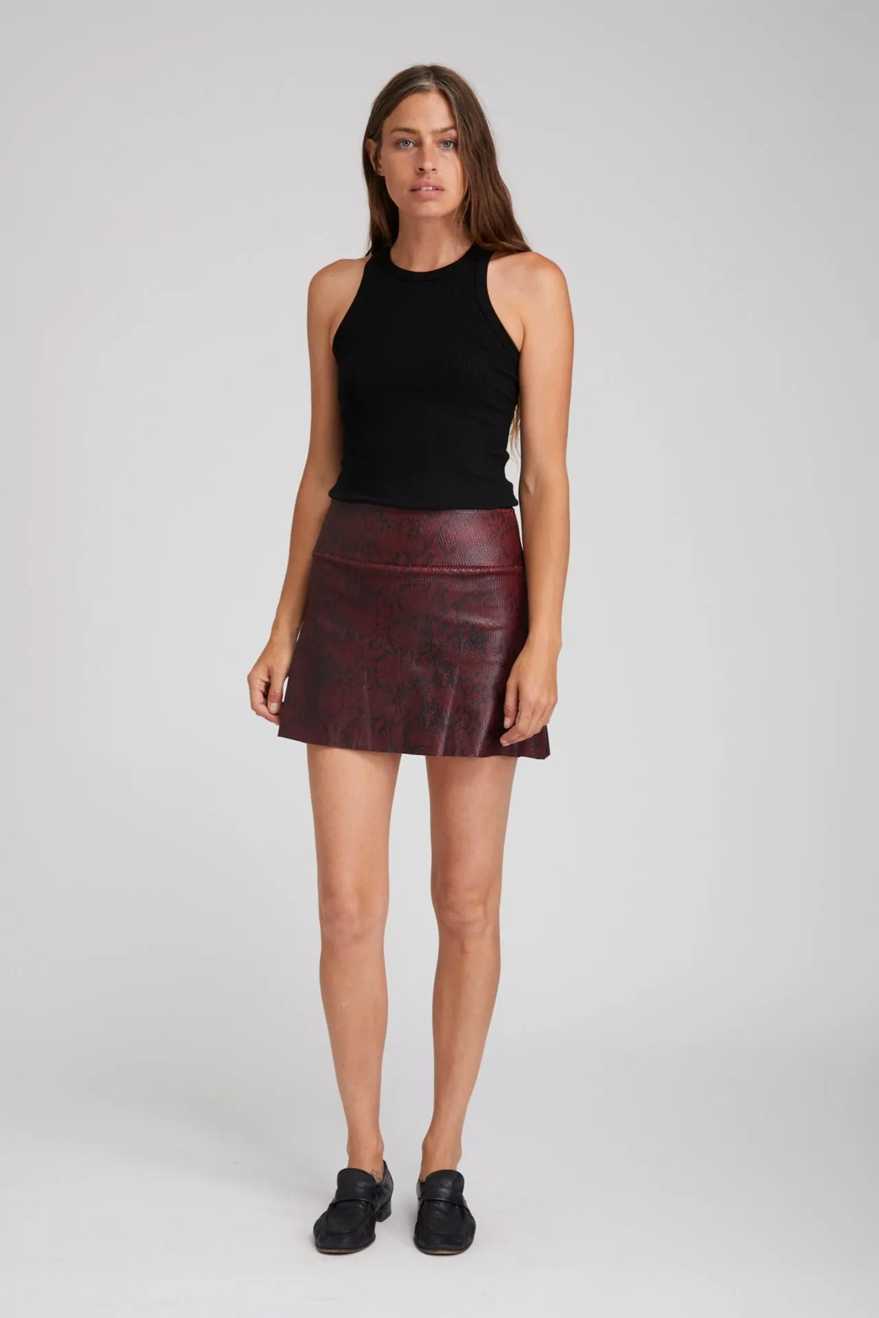 A-Line Leather Snake Print Skirt sold by SPRWMN product image thumbnail 2