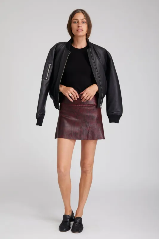 A-Line Leather Snake Print Skirt sold by SPRWMN