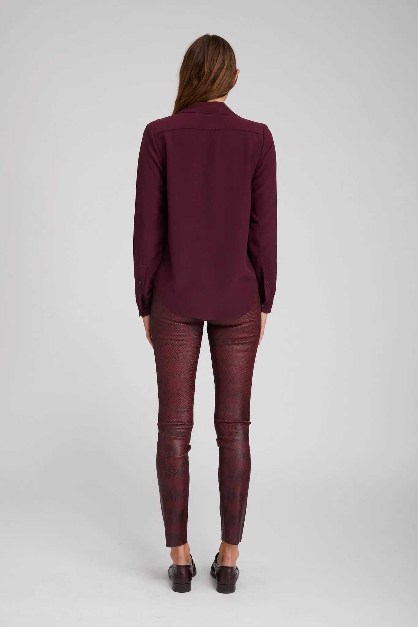 Snakeskin Bordeaux Leather Ankle Leggings sold by SPRWMN product image thumbnail 3