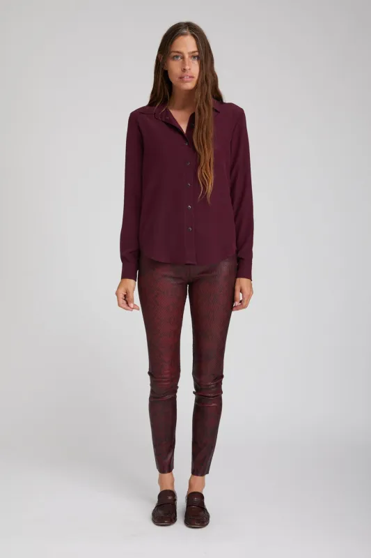 Snakeskin Bordeaux Leather Ankle Leggings sold by SPRWMN