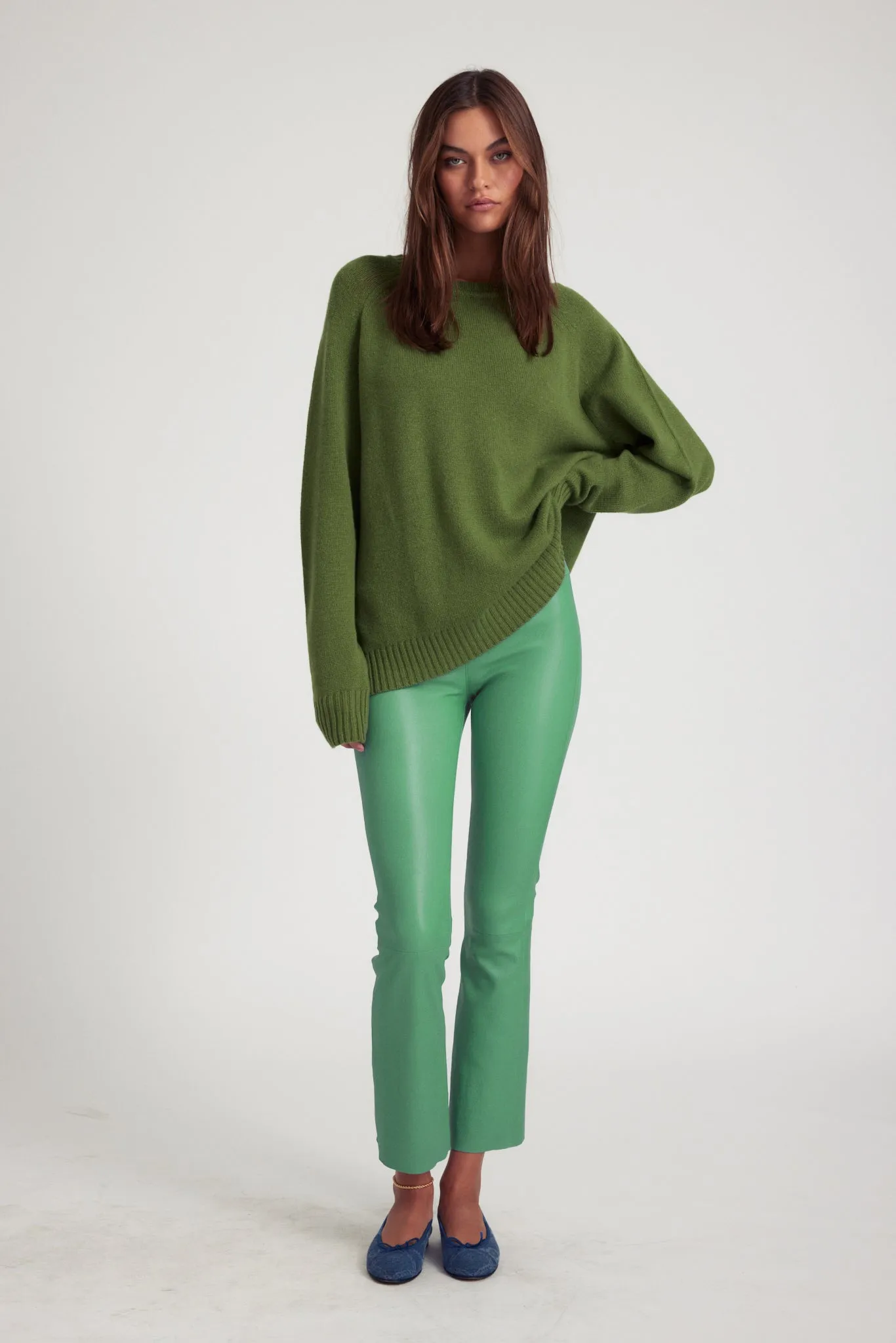 Evergreen Leather Ankle Flare sold by SPRWMN