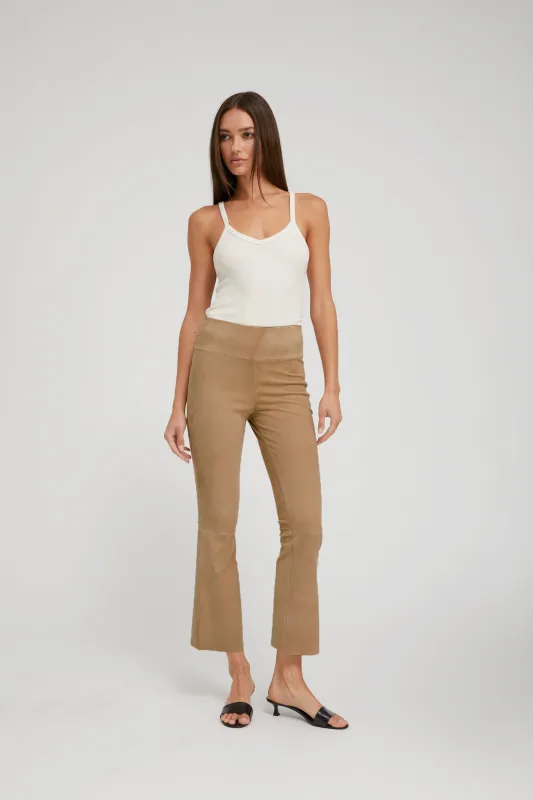 Mushroom Suede Crop Flare sold by SPRWMN