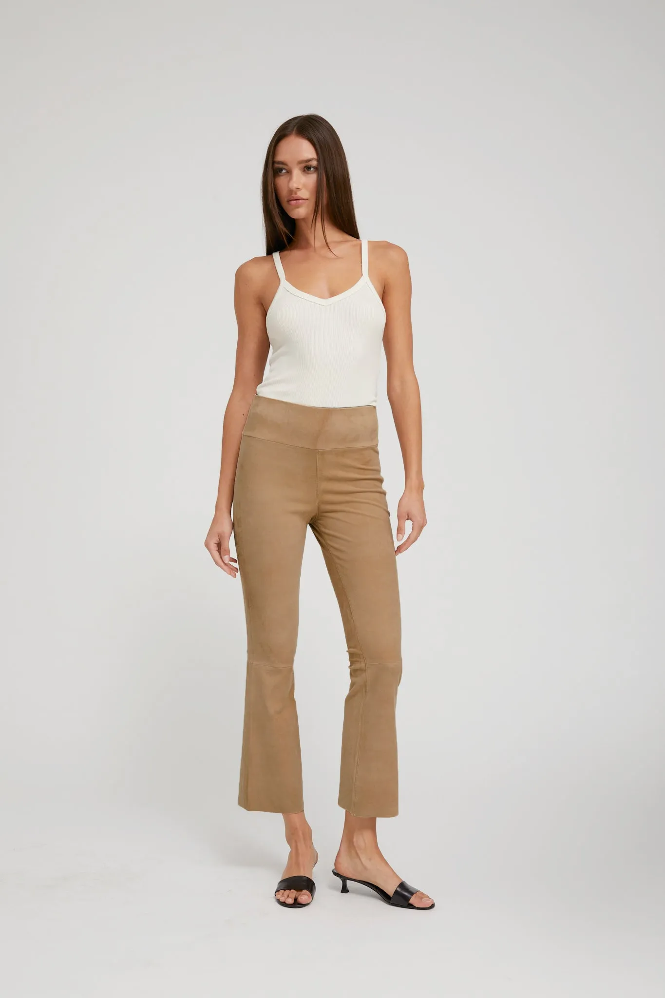 Mushroom Suede Crop Flare sold by SPRWMN