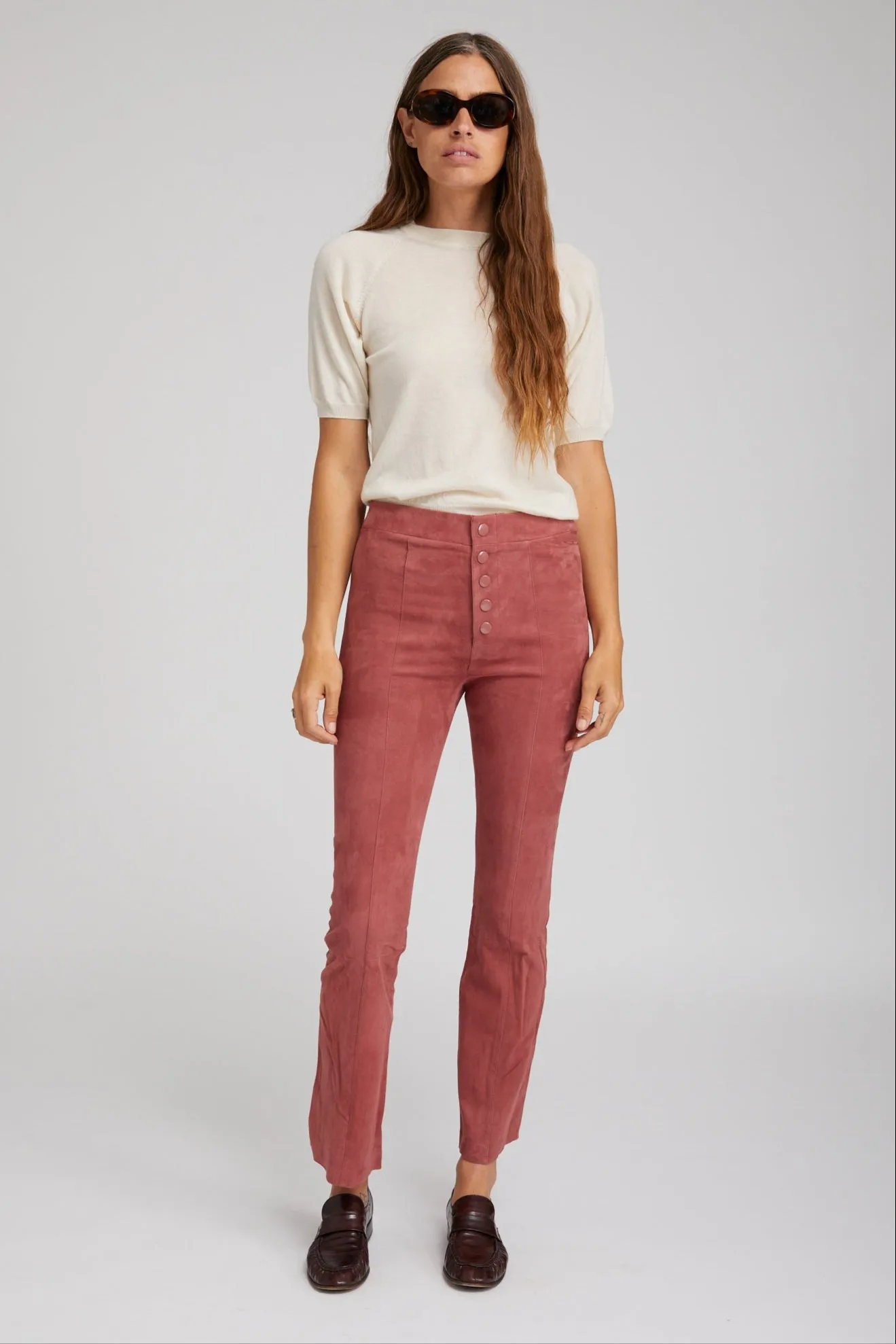 Suede Front Snap Ankle Flare Leggings sold by SPRWMN product image thumbnail 3