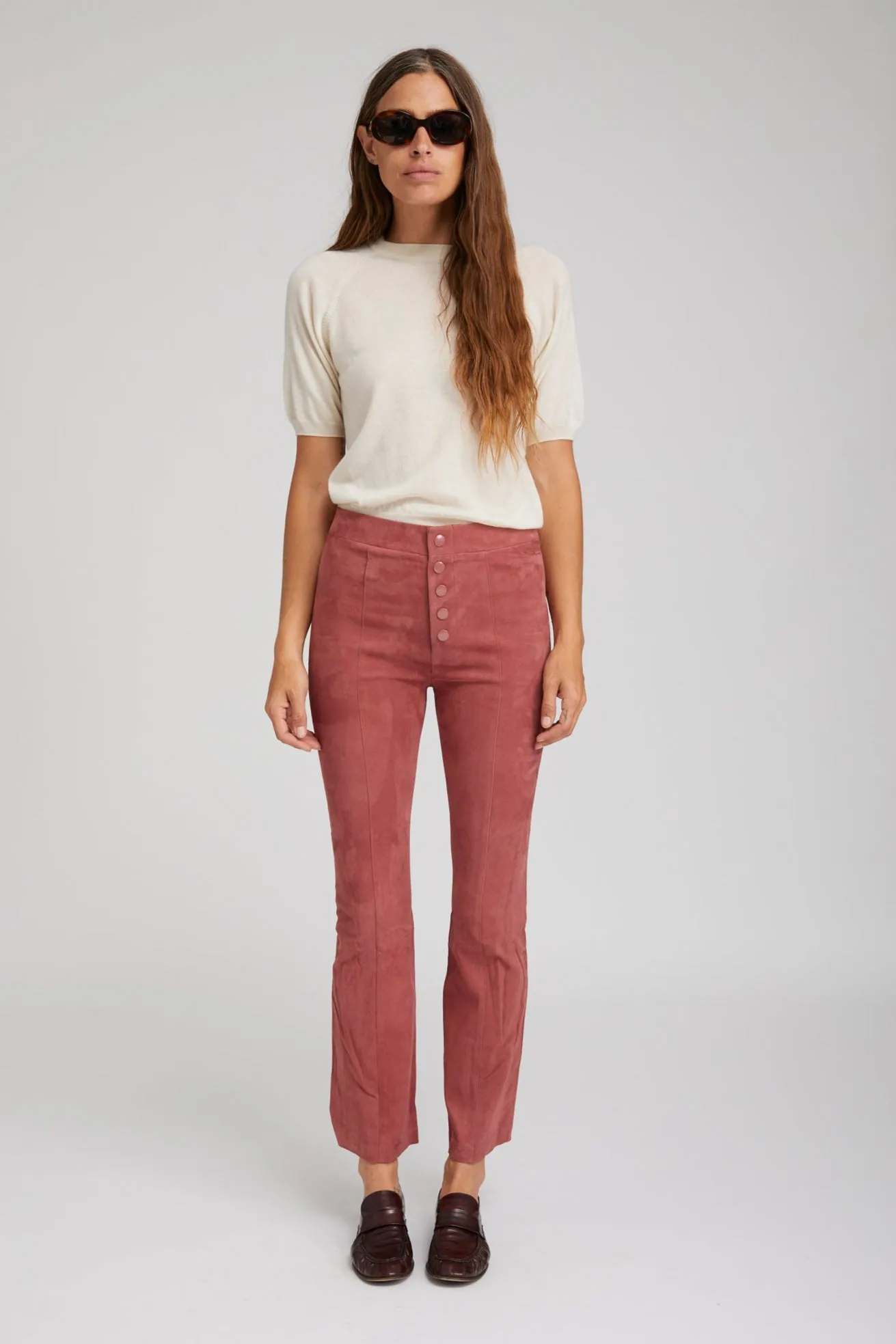 Suede Front Snap Ankle Flare Leggings sold by SPRWMN