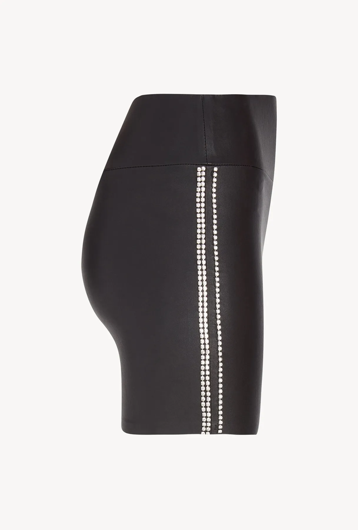 Black Leather Athletic Rhinestone Mini Skirt sold by SPRWMN product image thumbnail 4