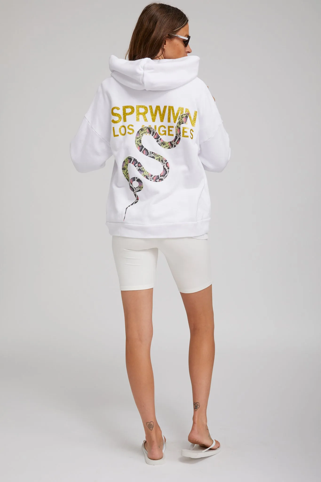 White and Gold Glitter Snake Hoodie sold by SPRWMN product image thumbnail 4