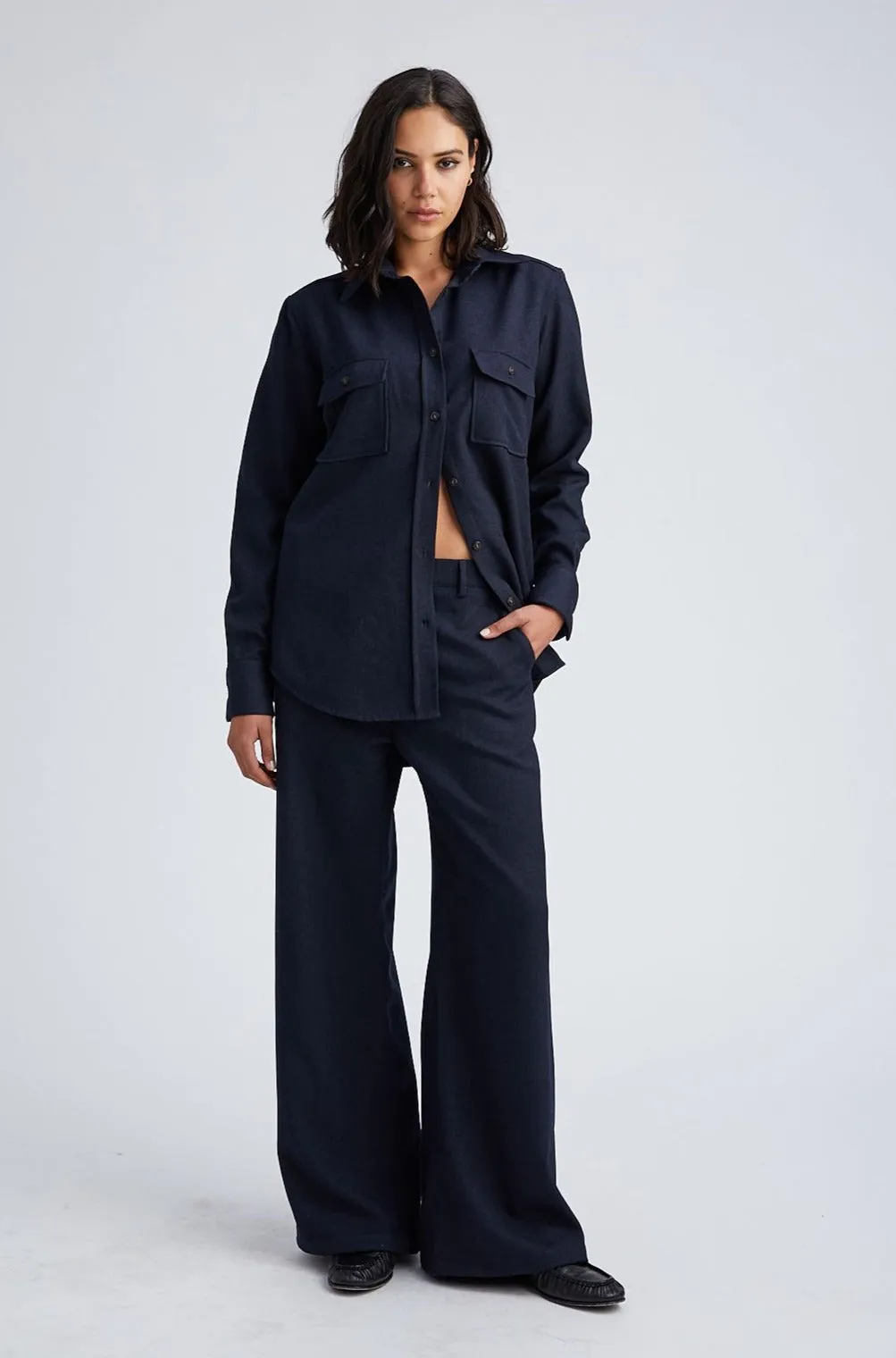 Navy Oversized Button Down sold by SPRWMN